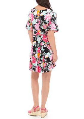 Women's Flutter Sleeve Floral Dress