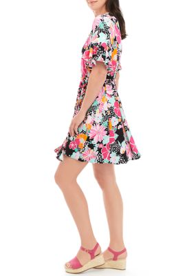 Women's Flutter Sleeve Floral Dress