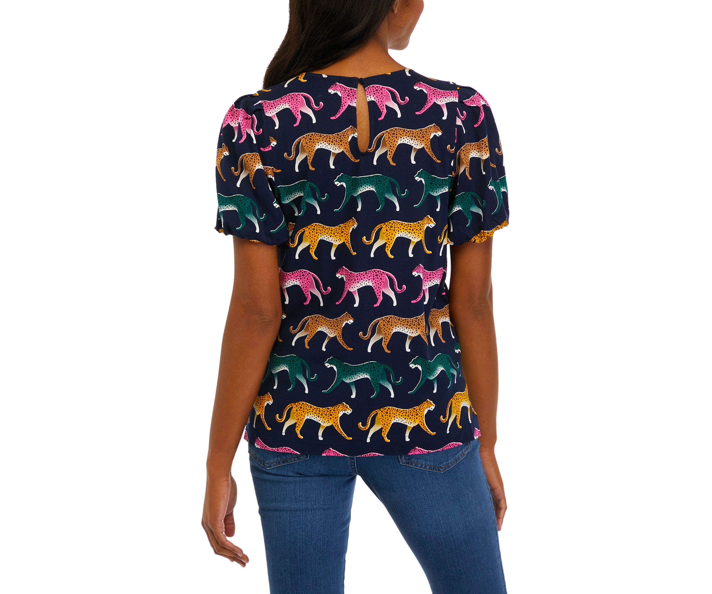 Womens Puff Sleeve Challis Top