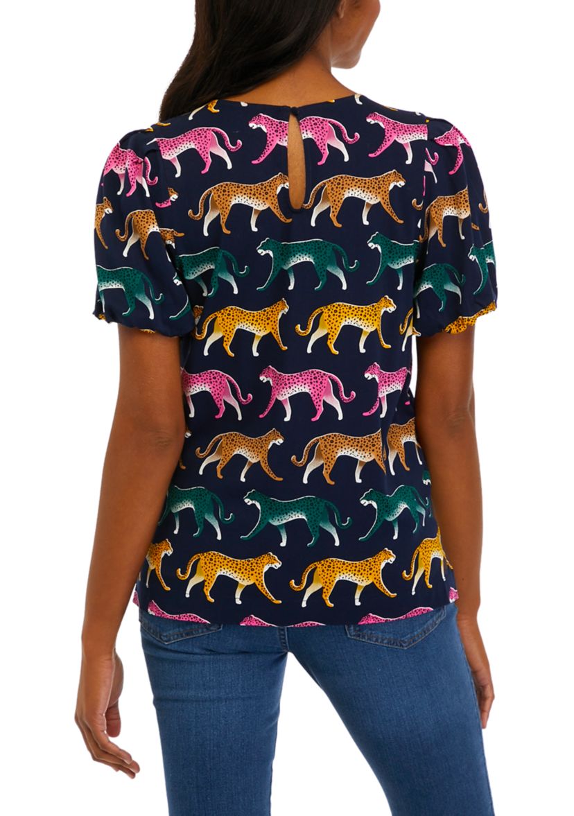 Womens Puff Sleeve Challis Top