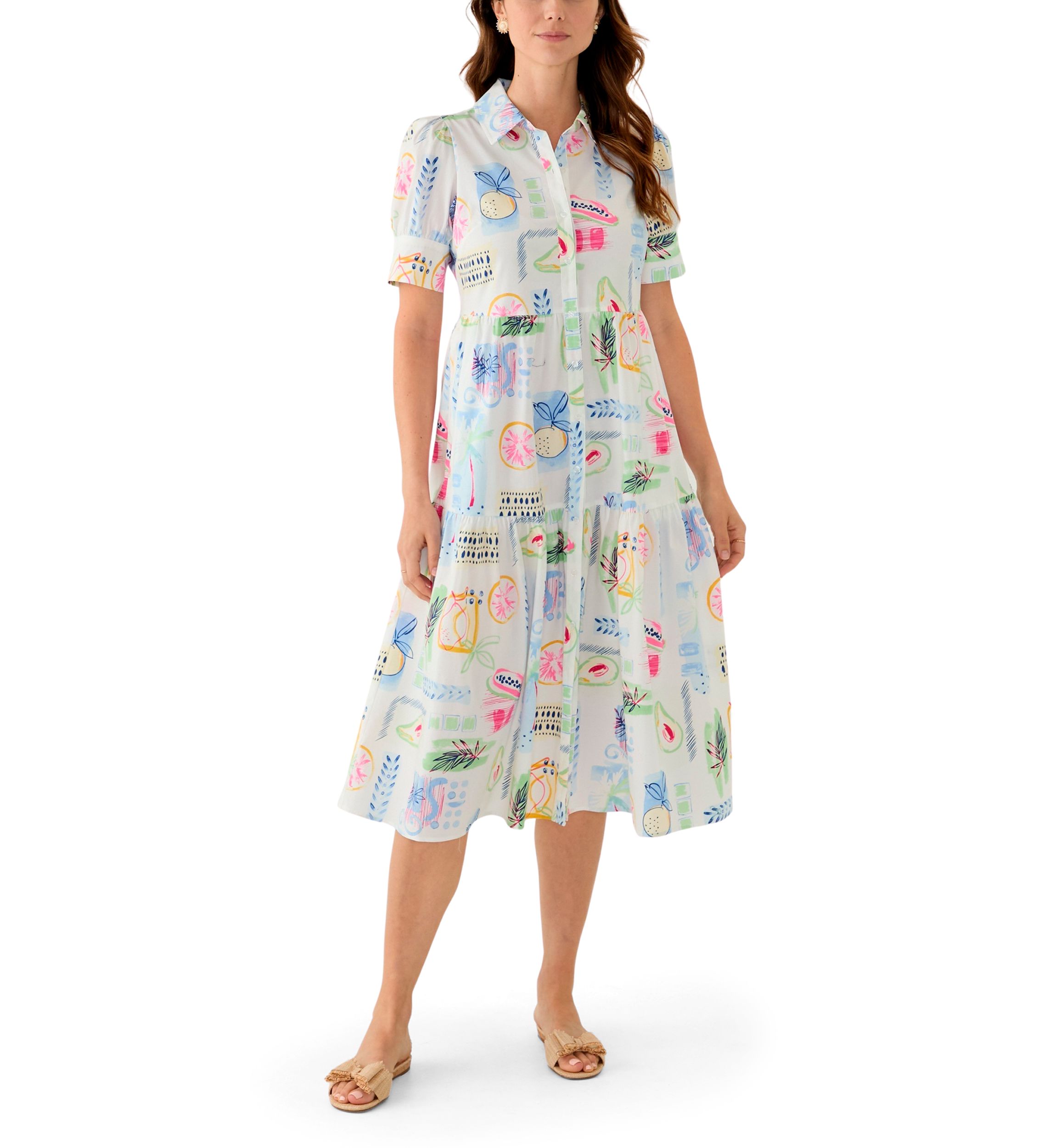 Womens Short Sleeve Printed Shirtdress