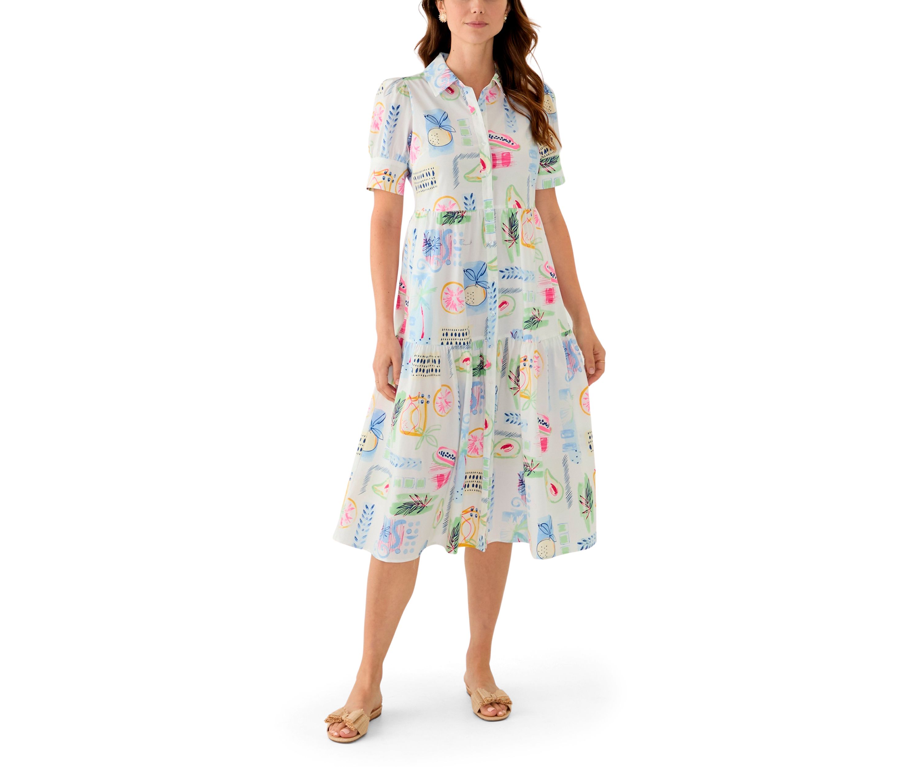 Womens Short Sleeve Printed Shirtdress