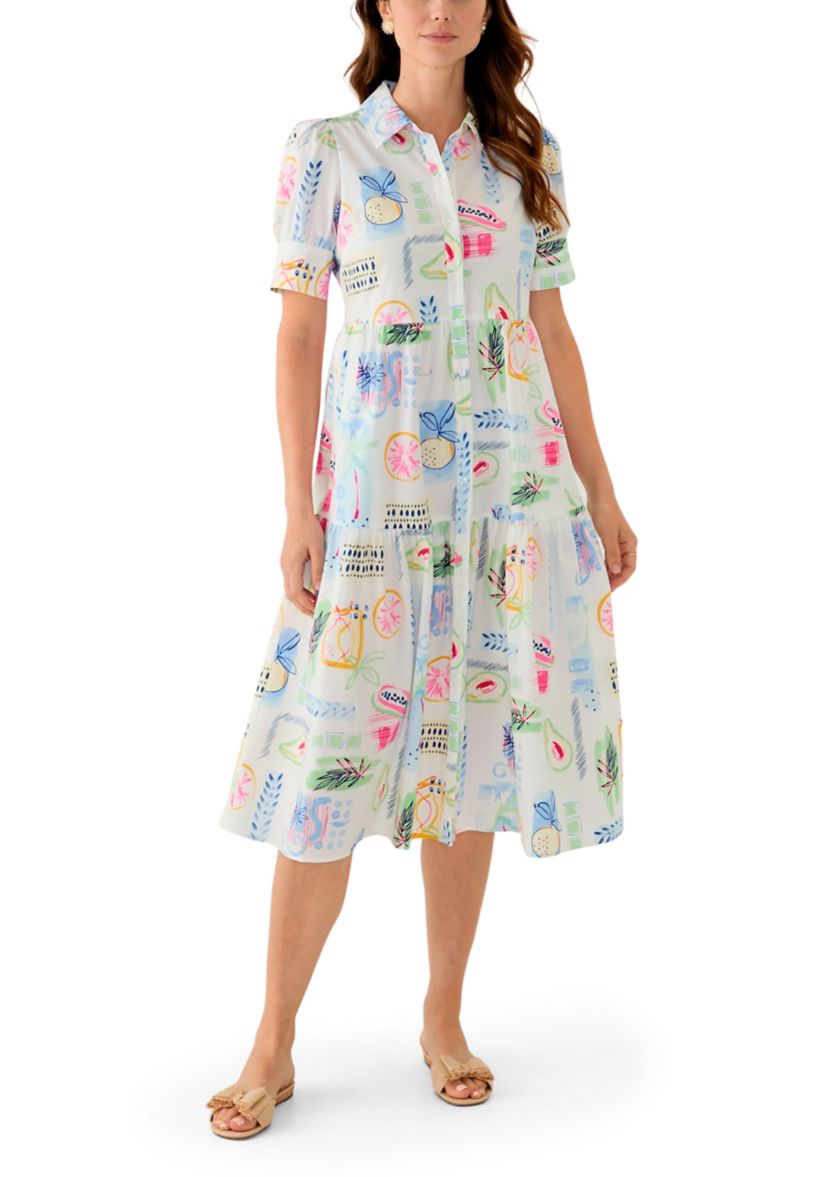 Womens Short Sleeve Printed Shirtdress