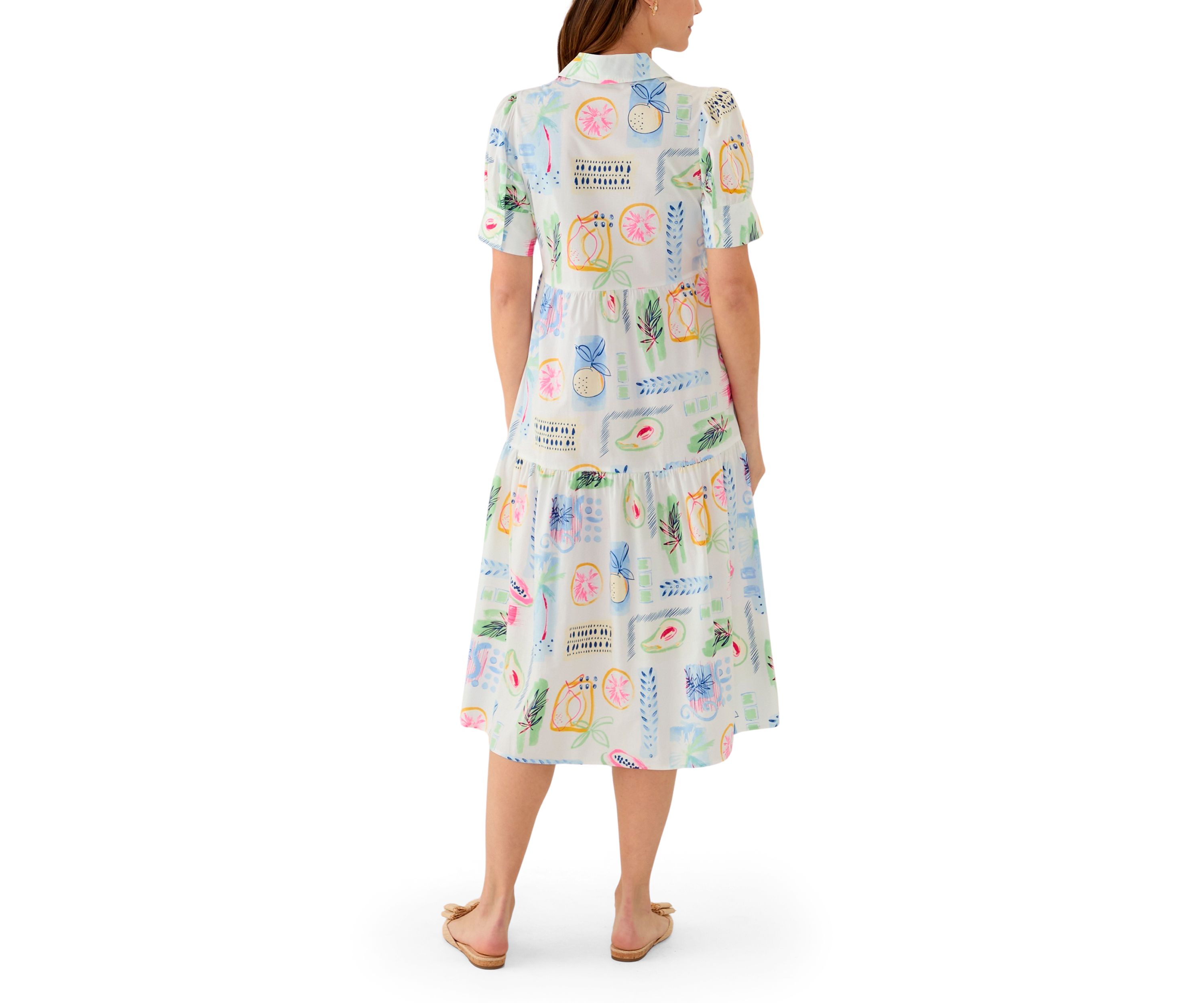Womens Short Sleeve Printed Shirtdress