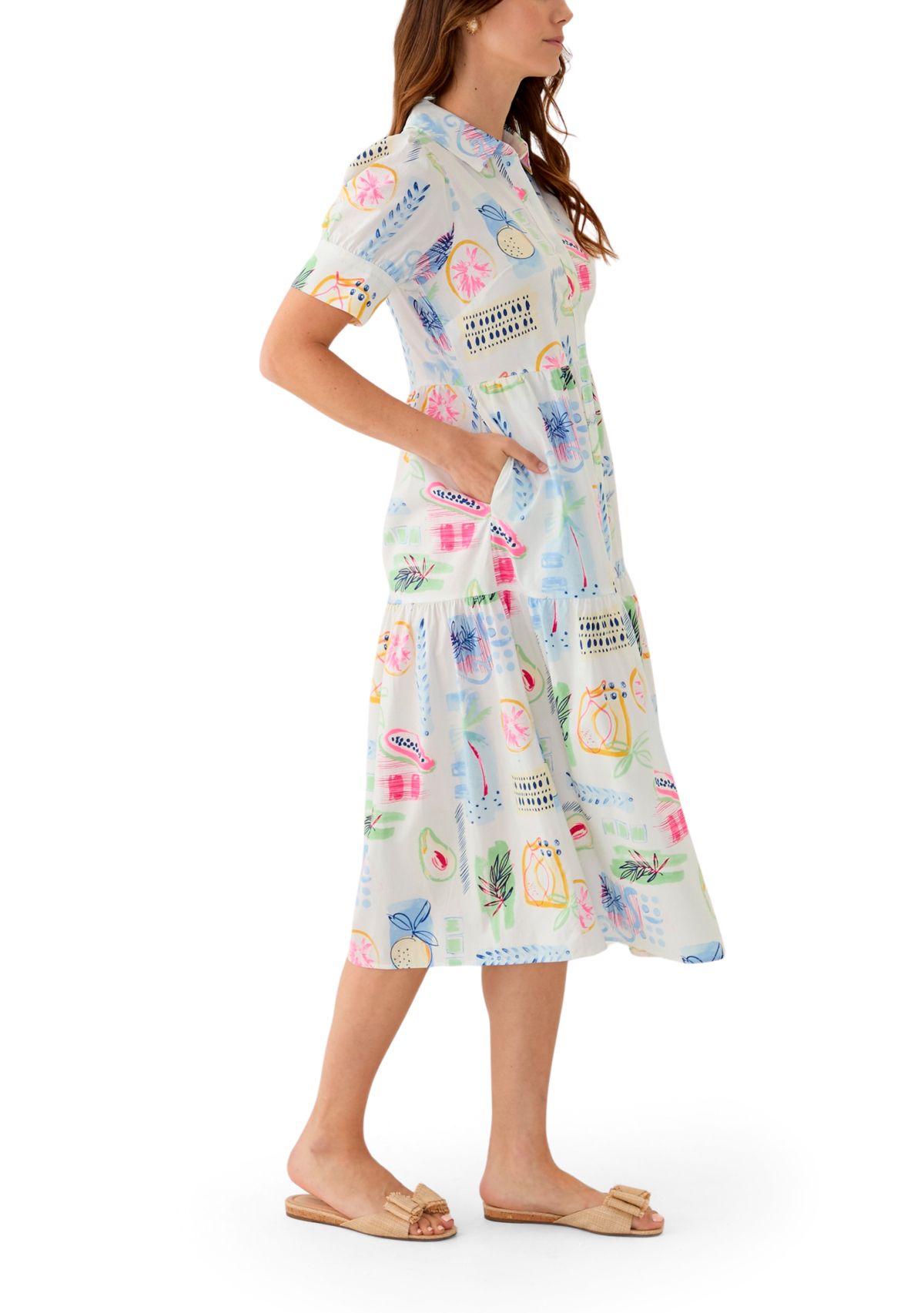 Womens Short Sleeve Printed Shirtdress