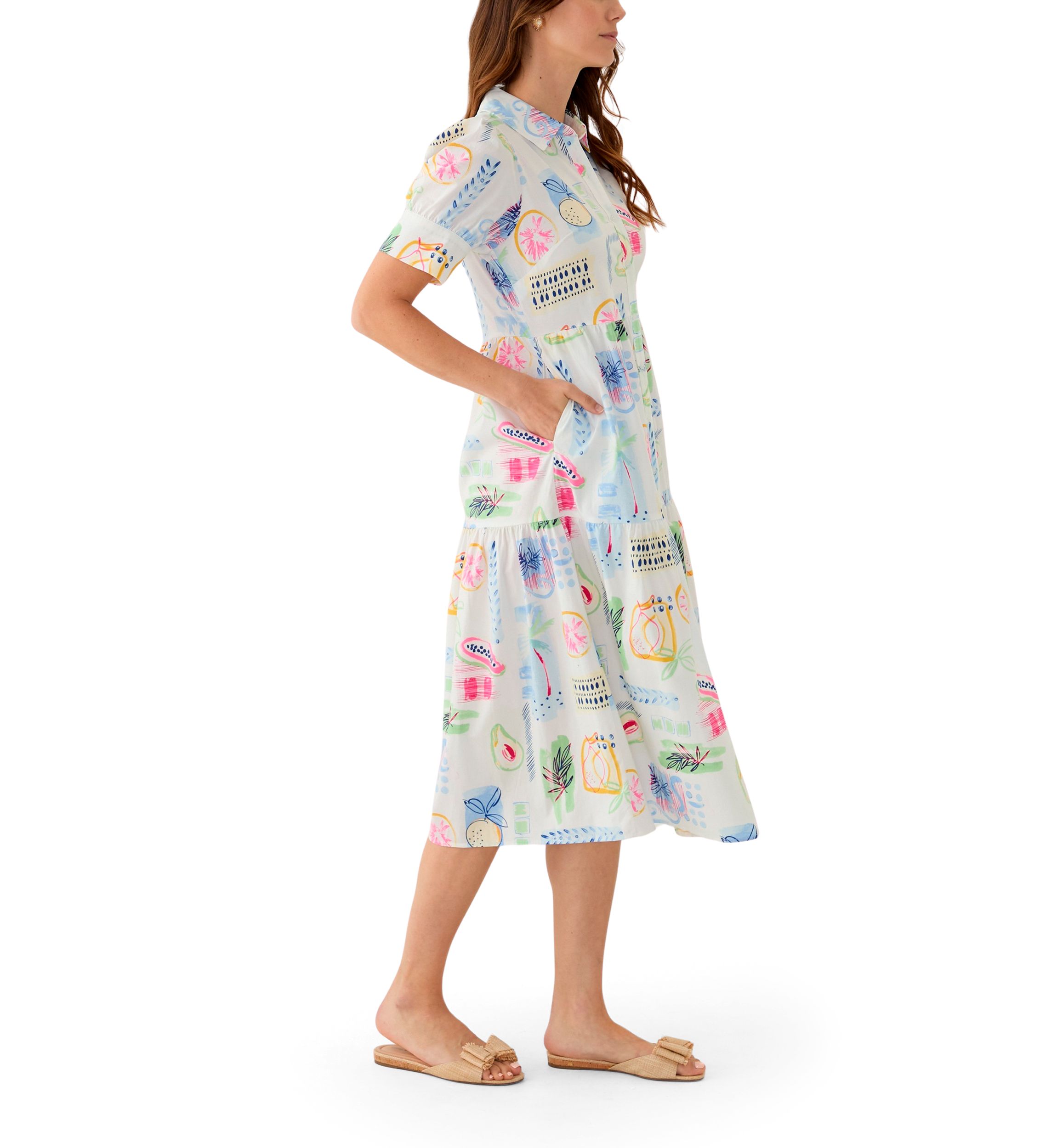 Womens Short Sleeve Printed Shirtdress