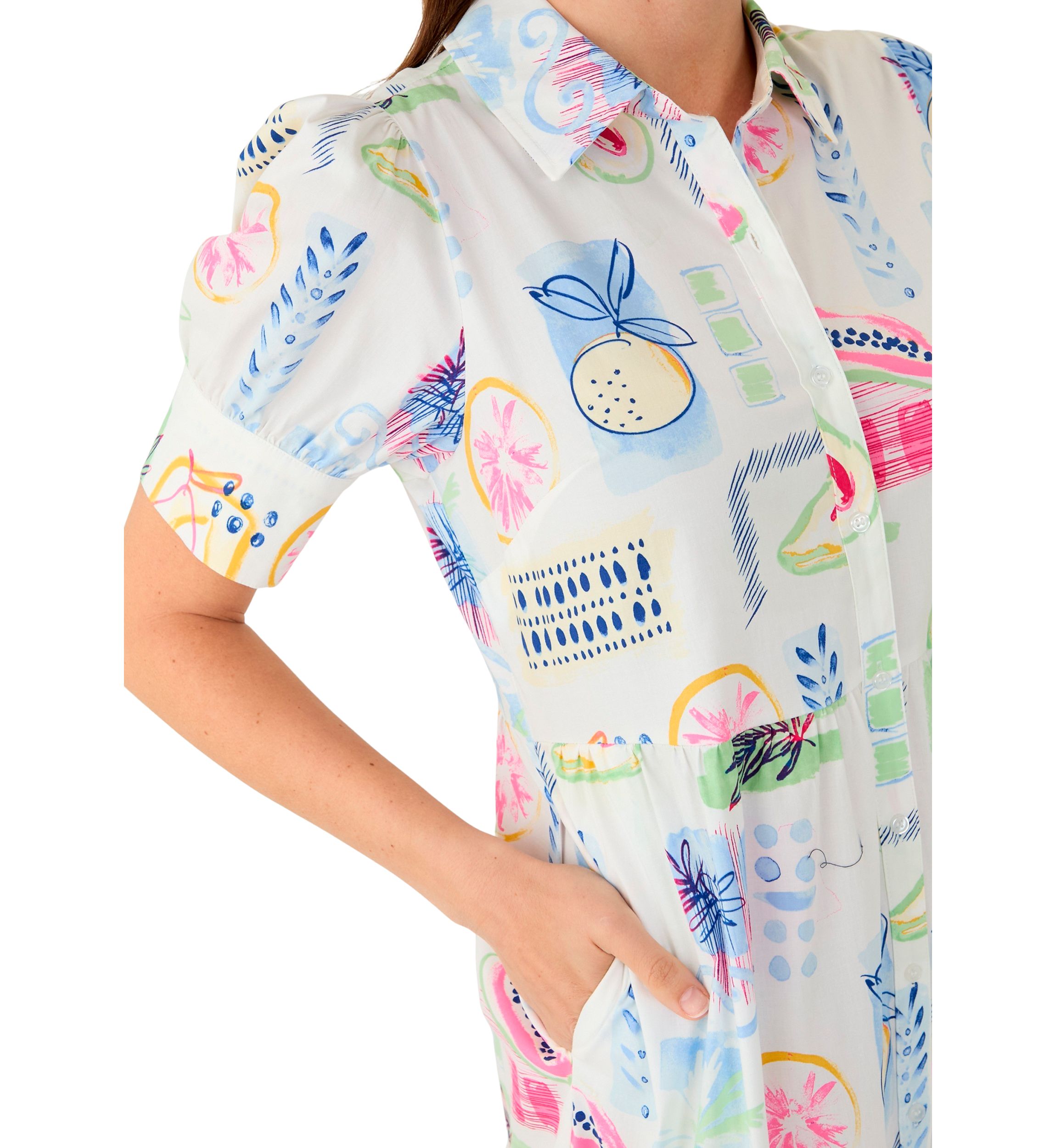 Womens Short Sleeve Printed Shirtdress
