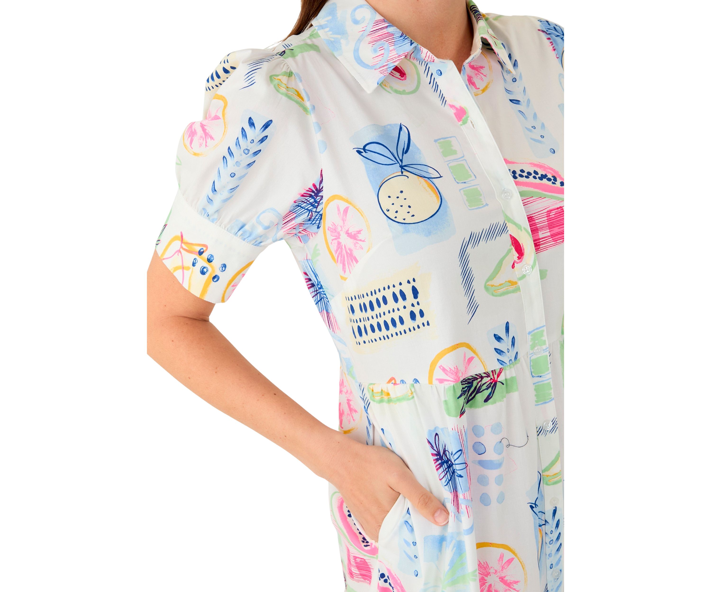 Womens Short Sleeve Printed Shirtdress