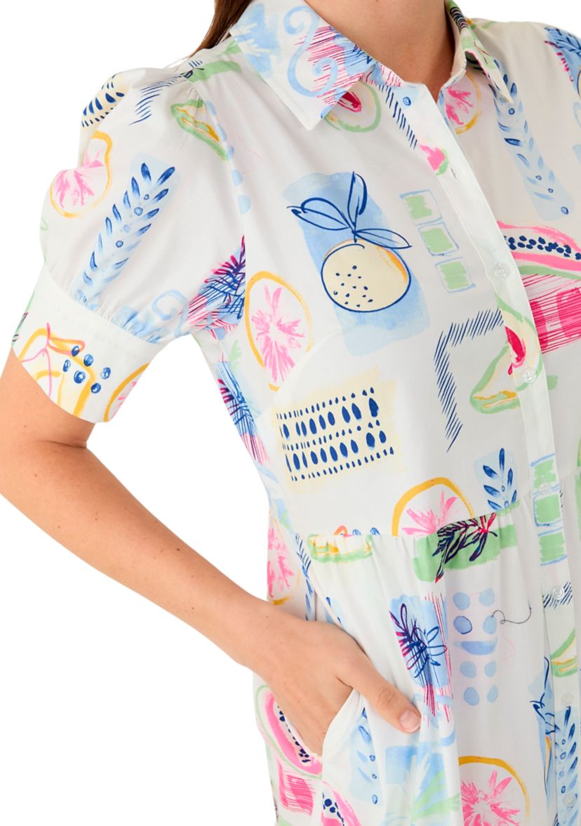 Womens Short Sleeve Printed Shirtdress