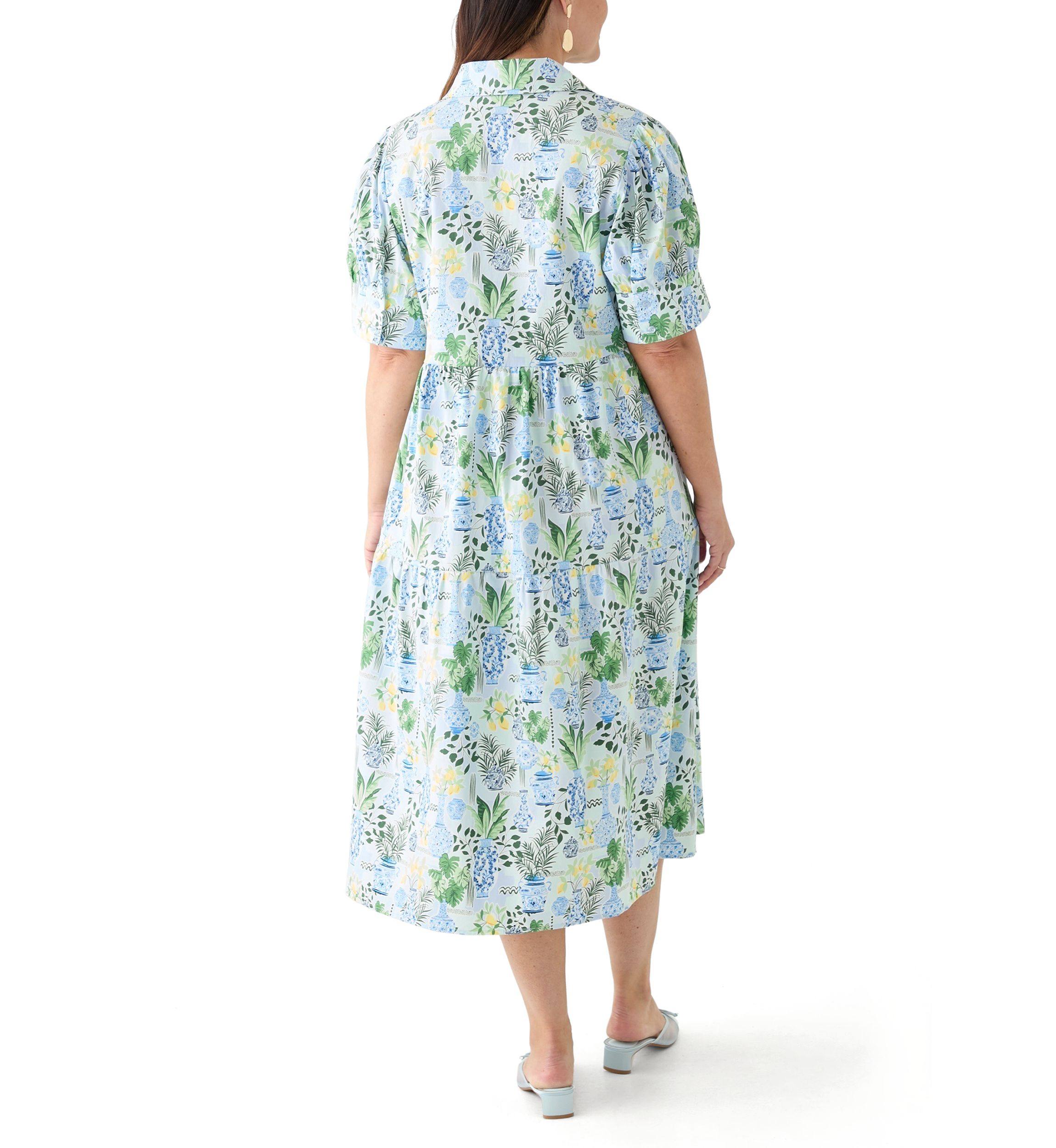 Plus Size Short Sleeve Printed Shirtdress