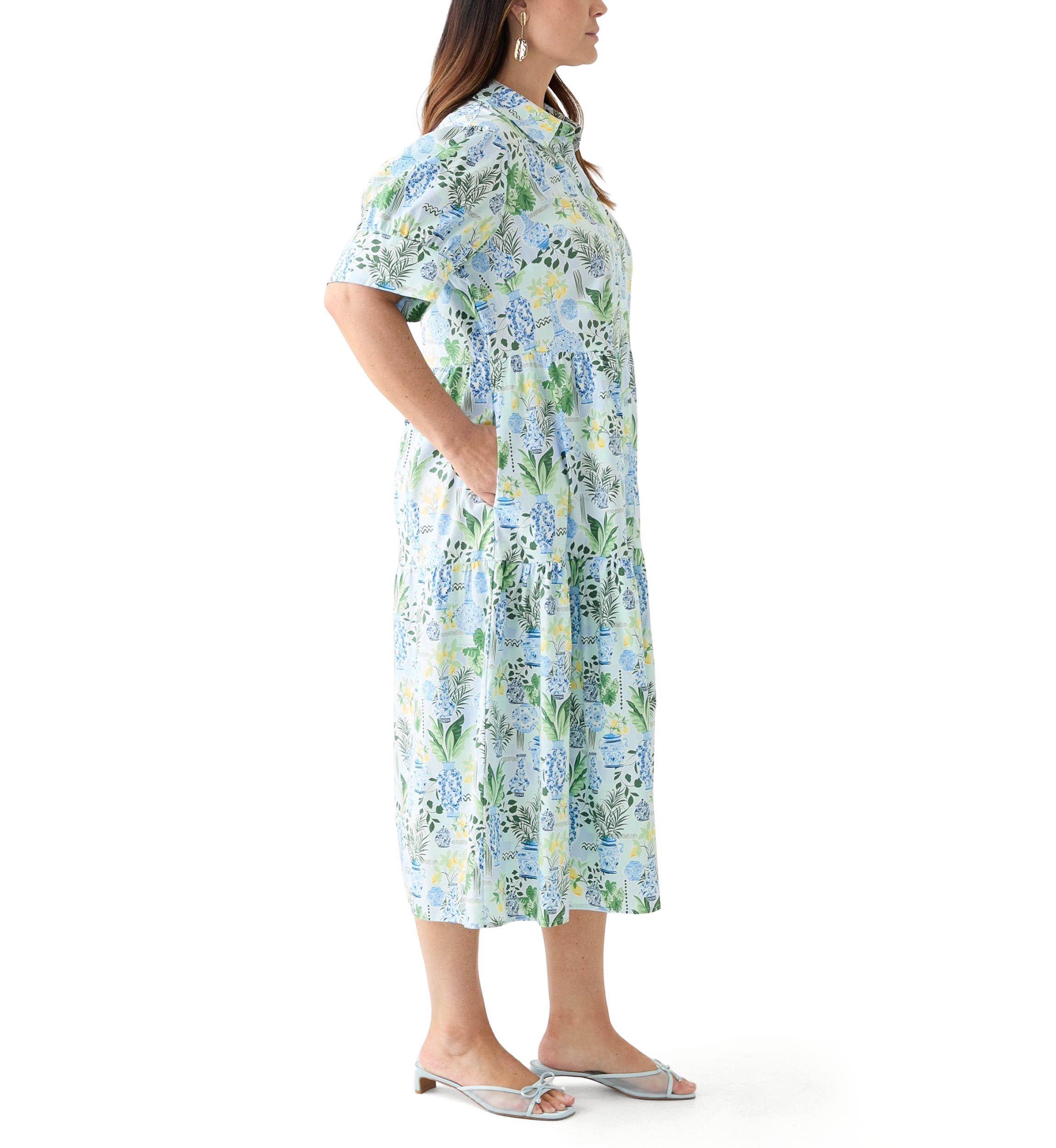 Plus Size Short Sleeve Printed Shirtdress
