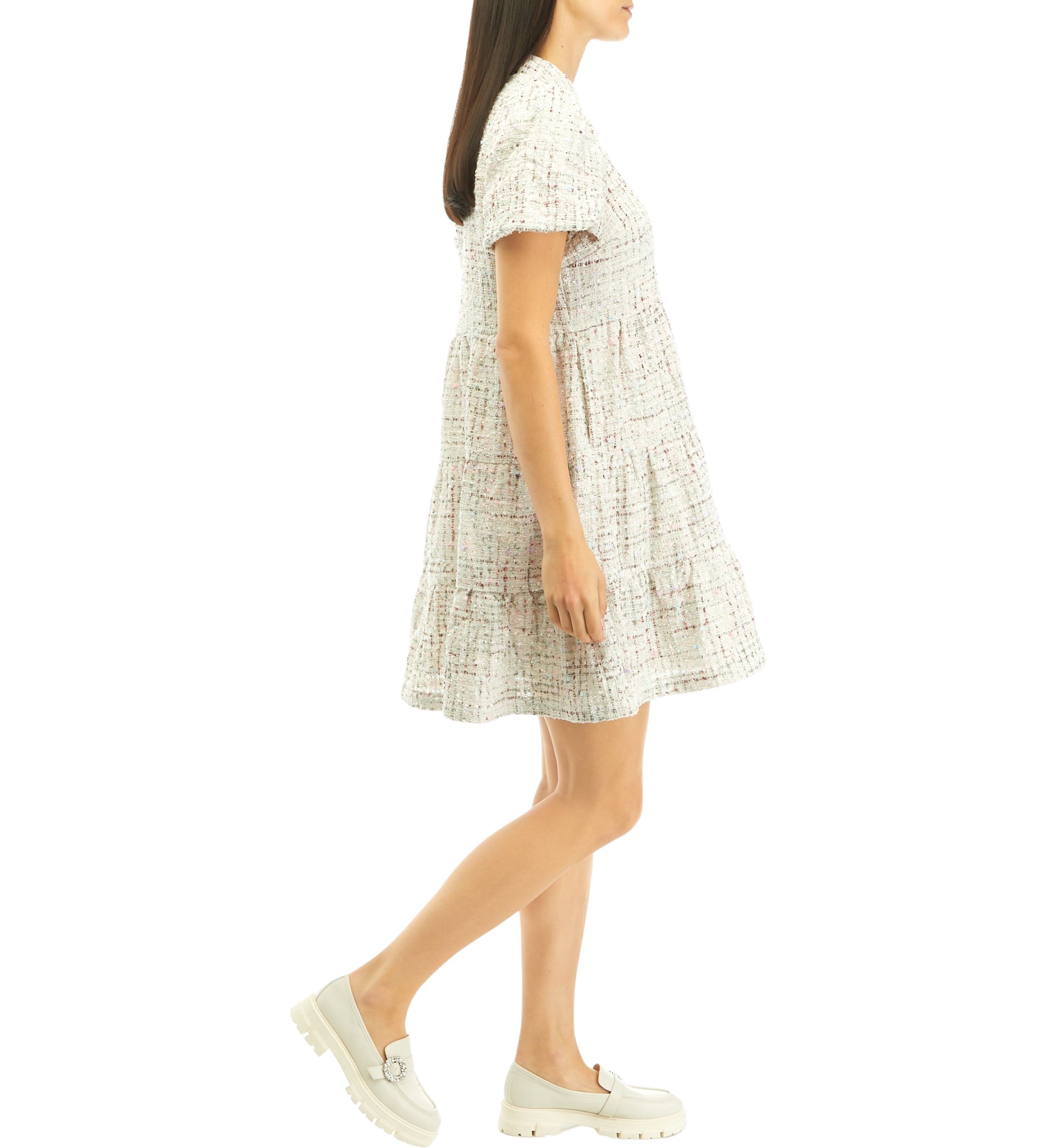 Womens Tweed Tiered Dress