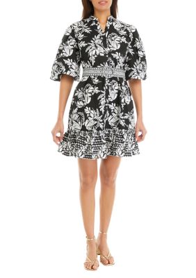 Women's Puff Sleeve Floral Mini Dress