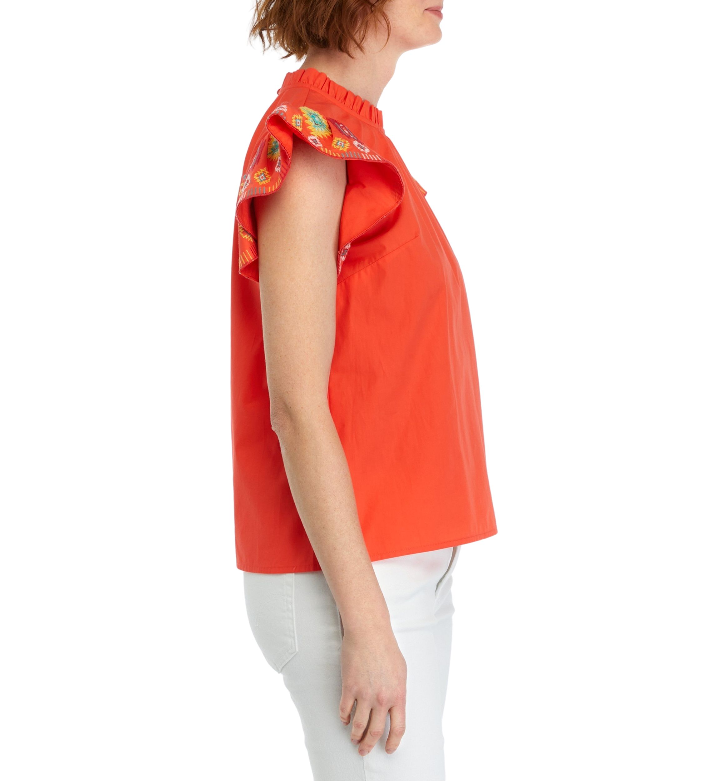 Womens Embroidered Printed Sleeve Top