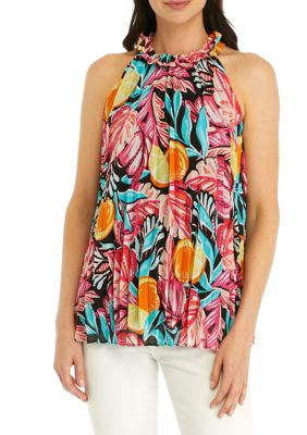 Women's Pleated Printed Top