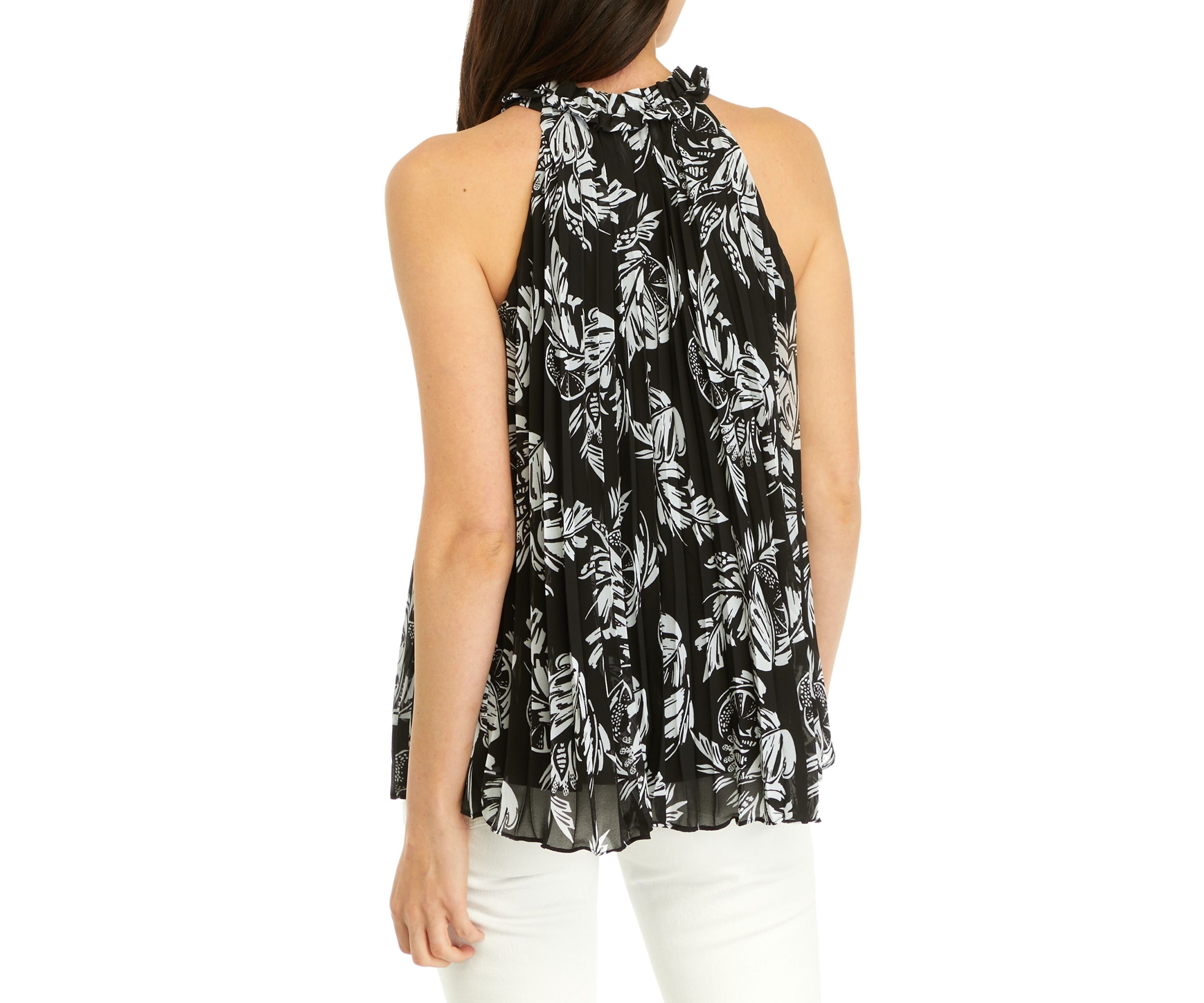 Womens Pleated Printed Top