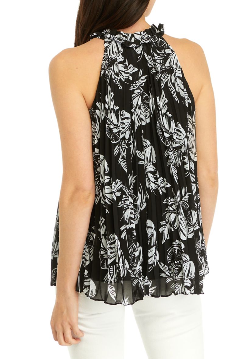 Womens Pleated Printed Top