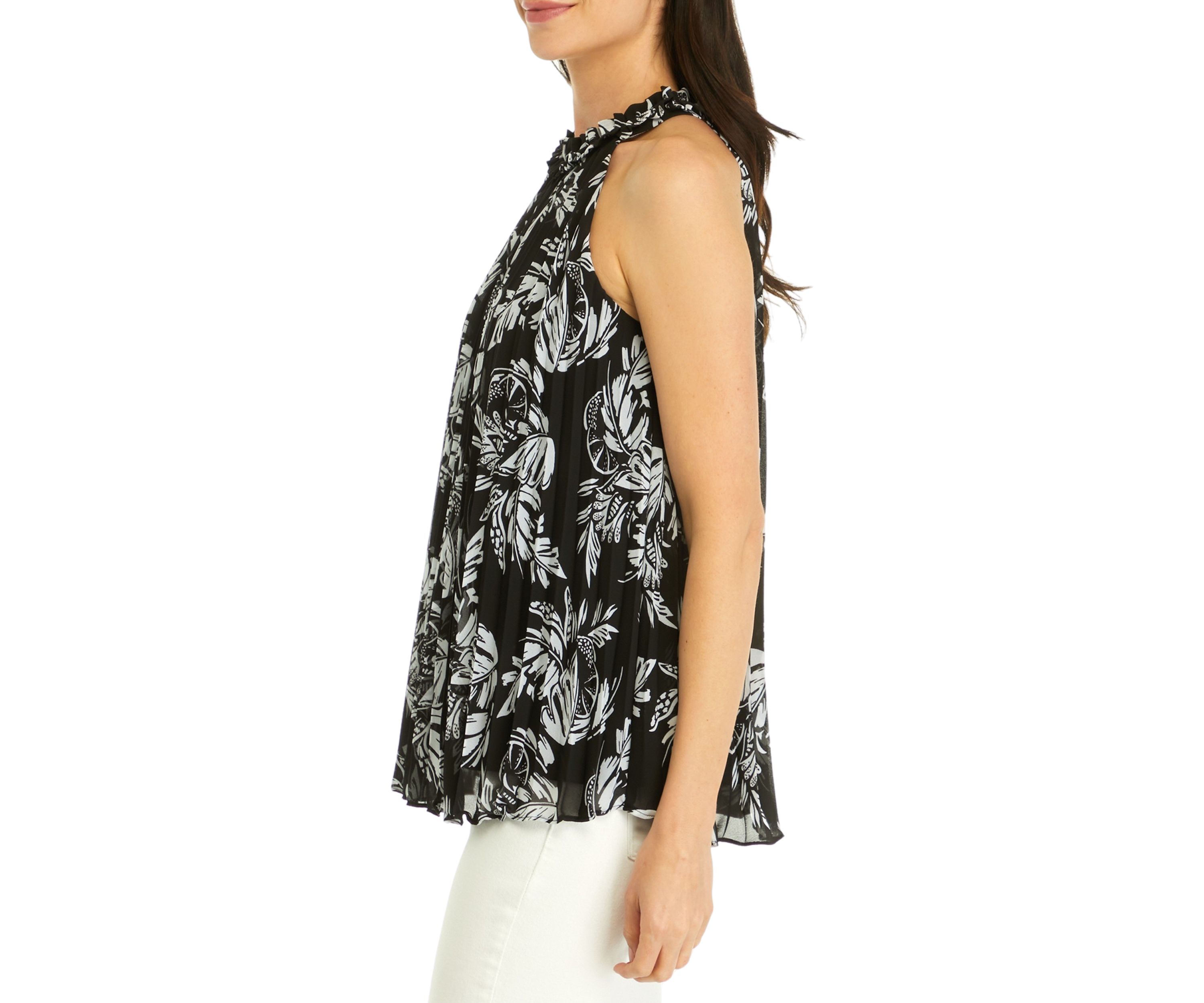 Womens Pleated Printed Top