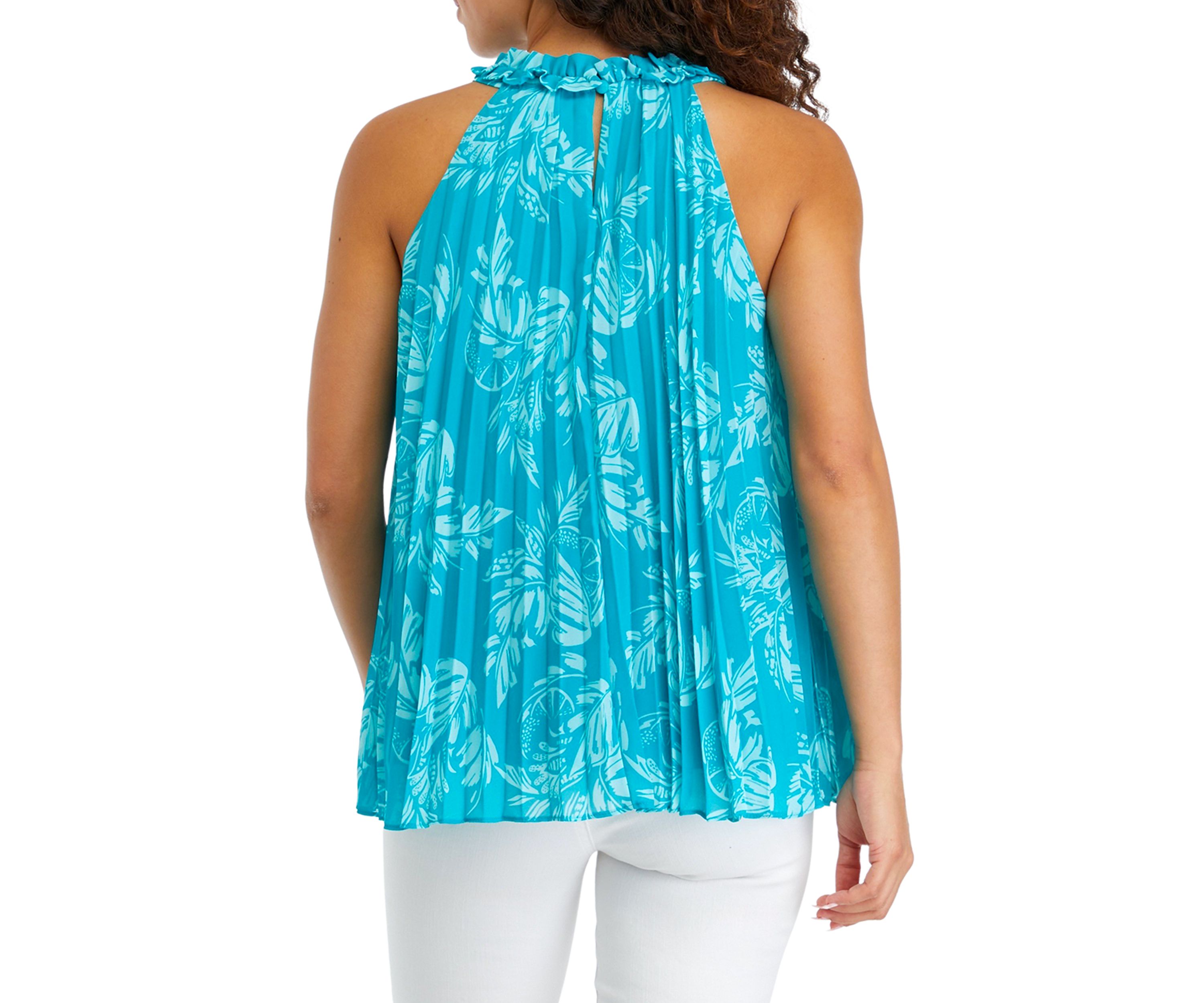 Petite Pleated Printed Tank Top