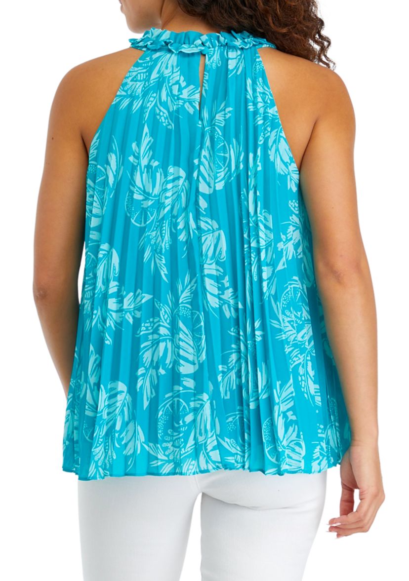 Petite Pleated Printed Tank Top