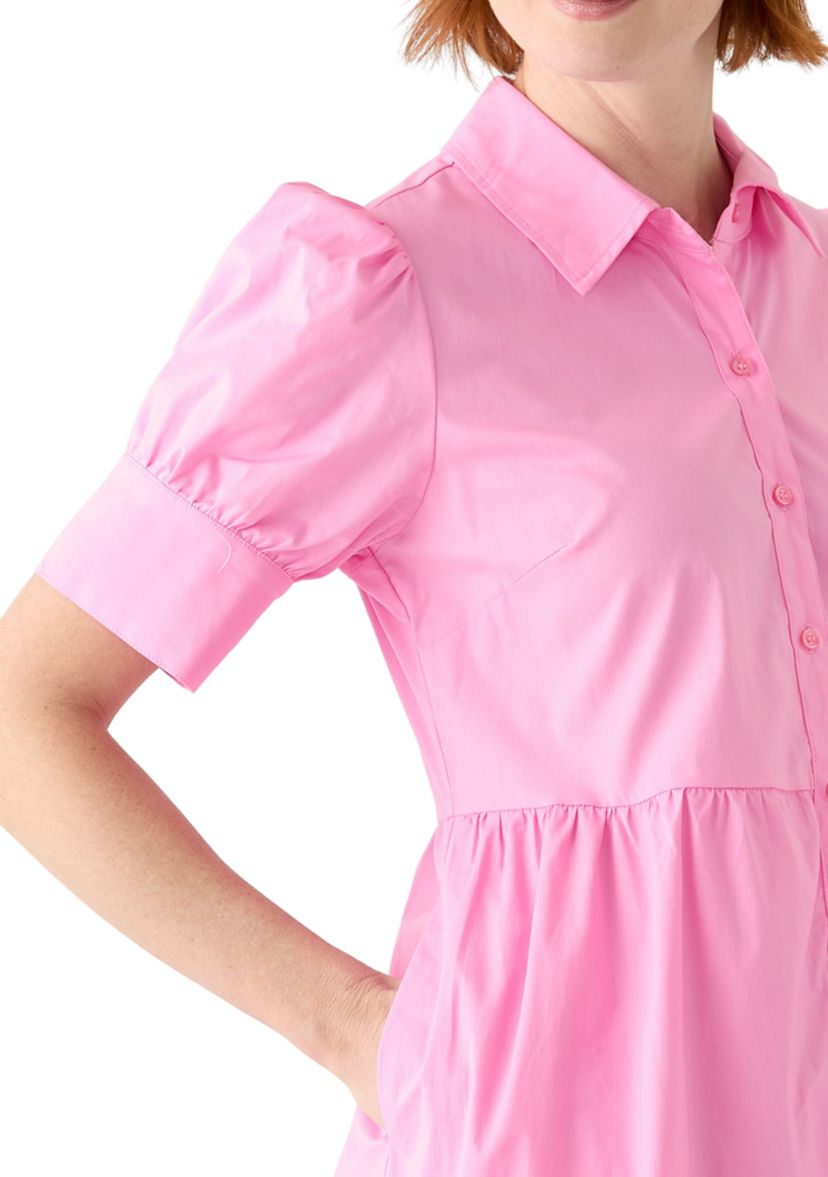 Womens Puff Sleeve Midi Shirtdress 