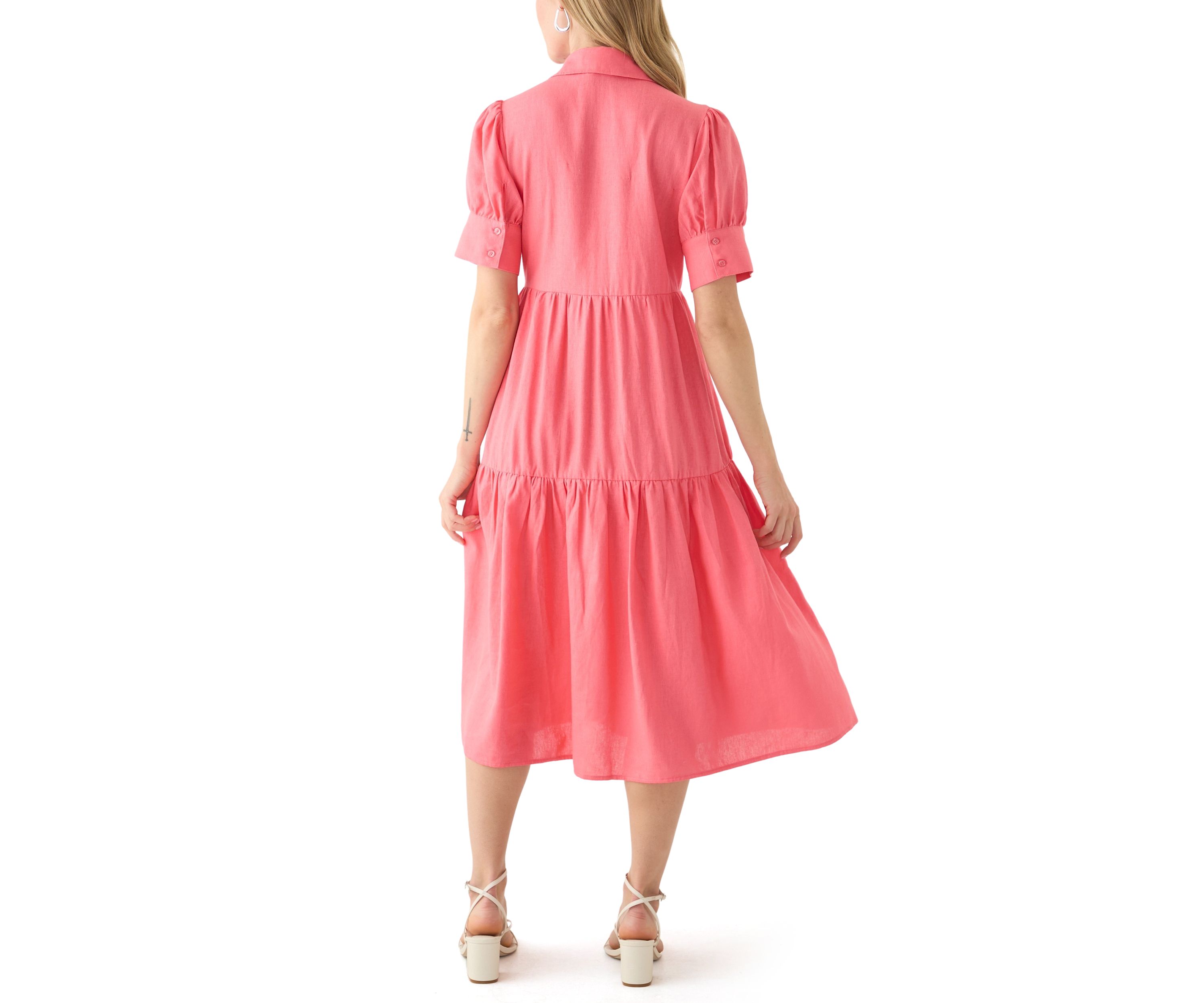 Petite Puff Sleeve Collared Shirt Dress 