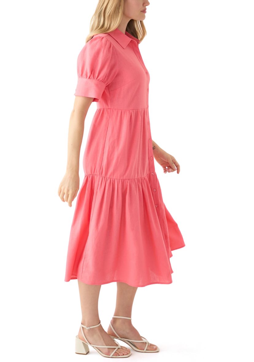 Petite Puff Sleeve Collared Shirt Dress 