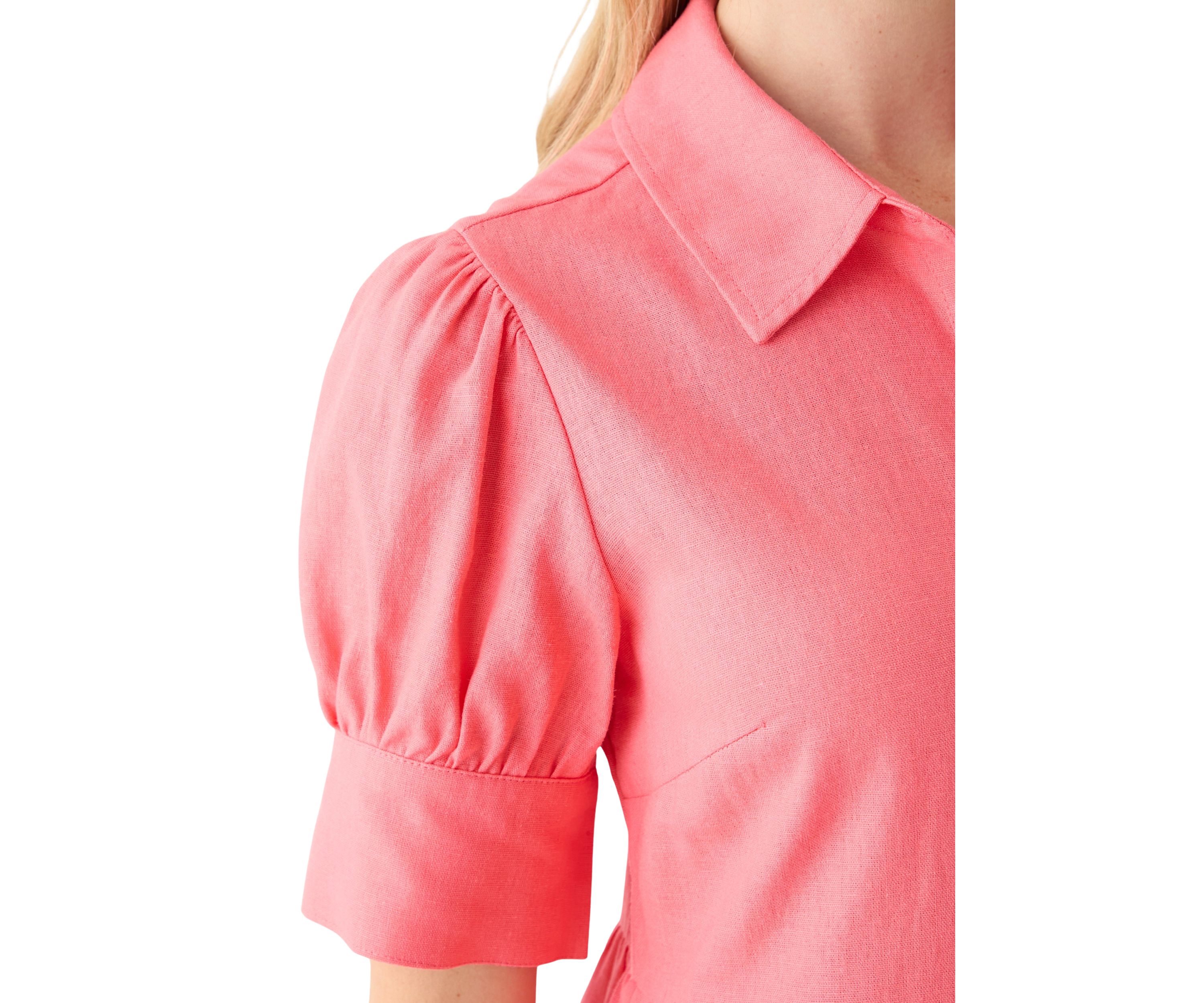 Petite Puff Sleeve Collared Shirt Dress 