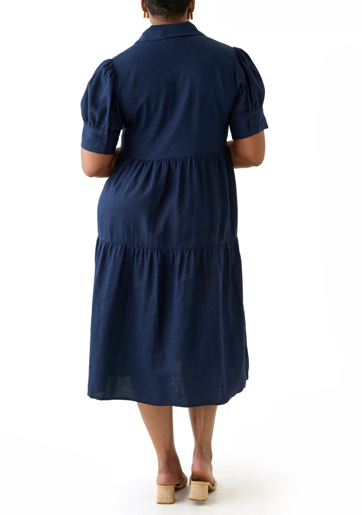 Plus Size Short Sleeve Tiered Shirtdress