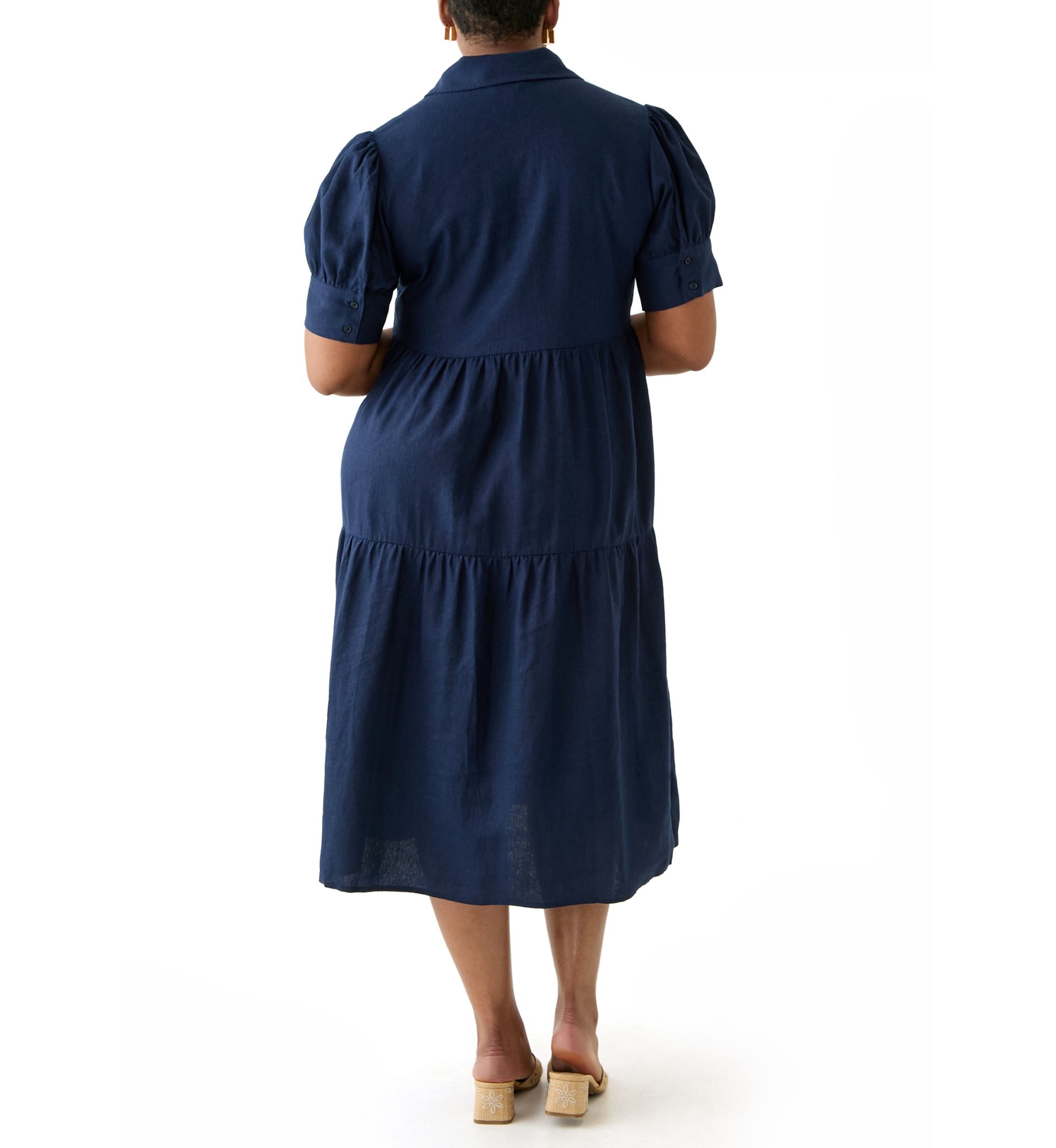 Plus Size Short Sleeve Tiered Shirtdress