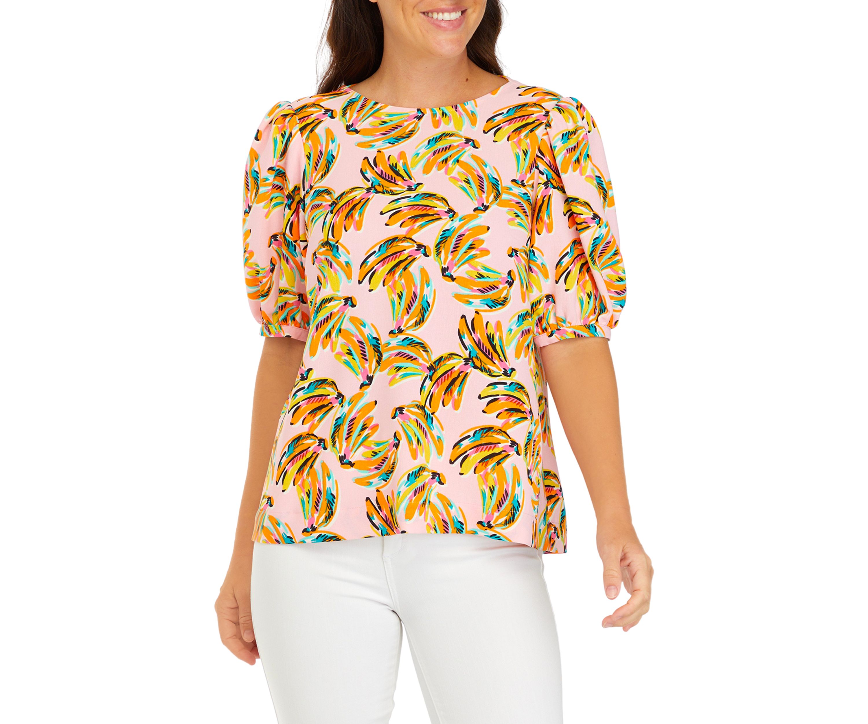 Womens Printed Drapey Knot Back Top