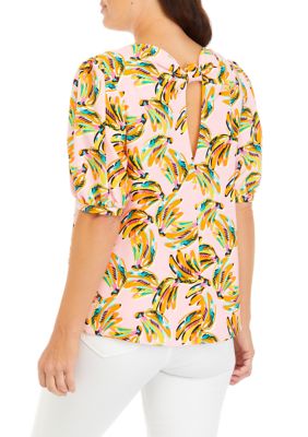 Women's Printed Drapey Knot Back Top