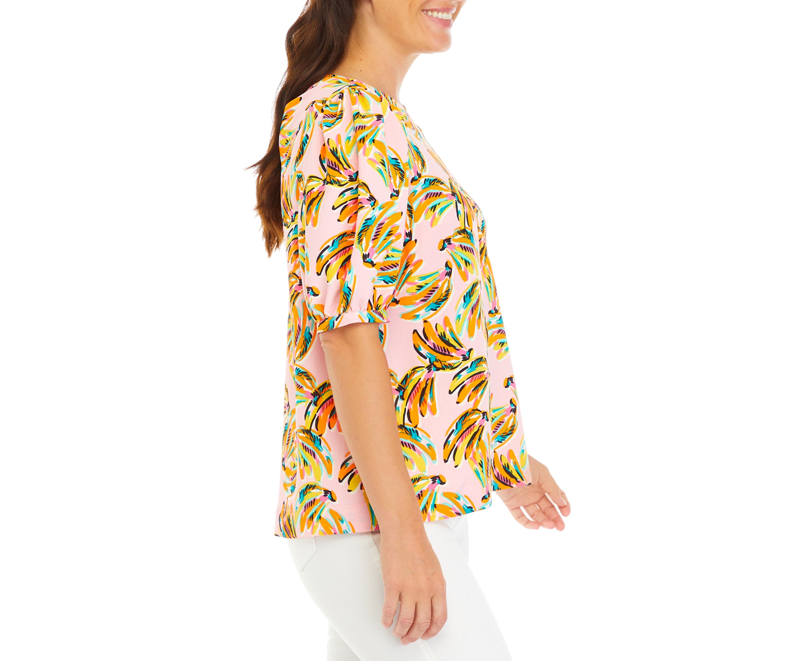 Womens Printed Drapey Knot Back Top