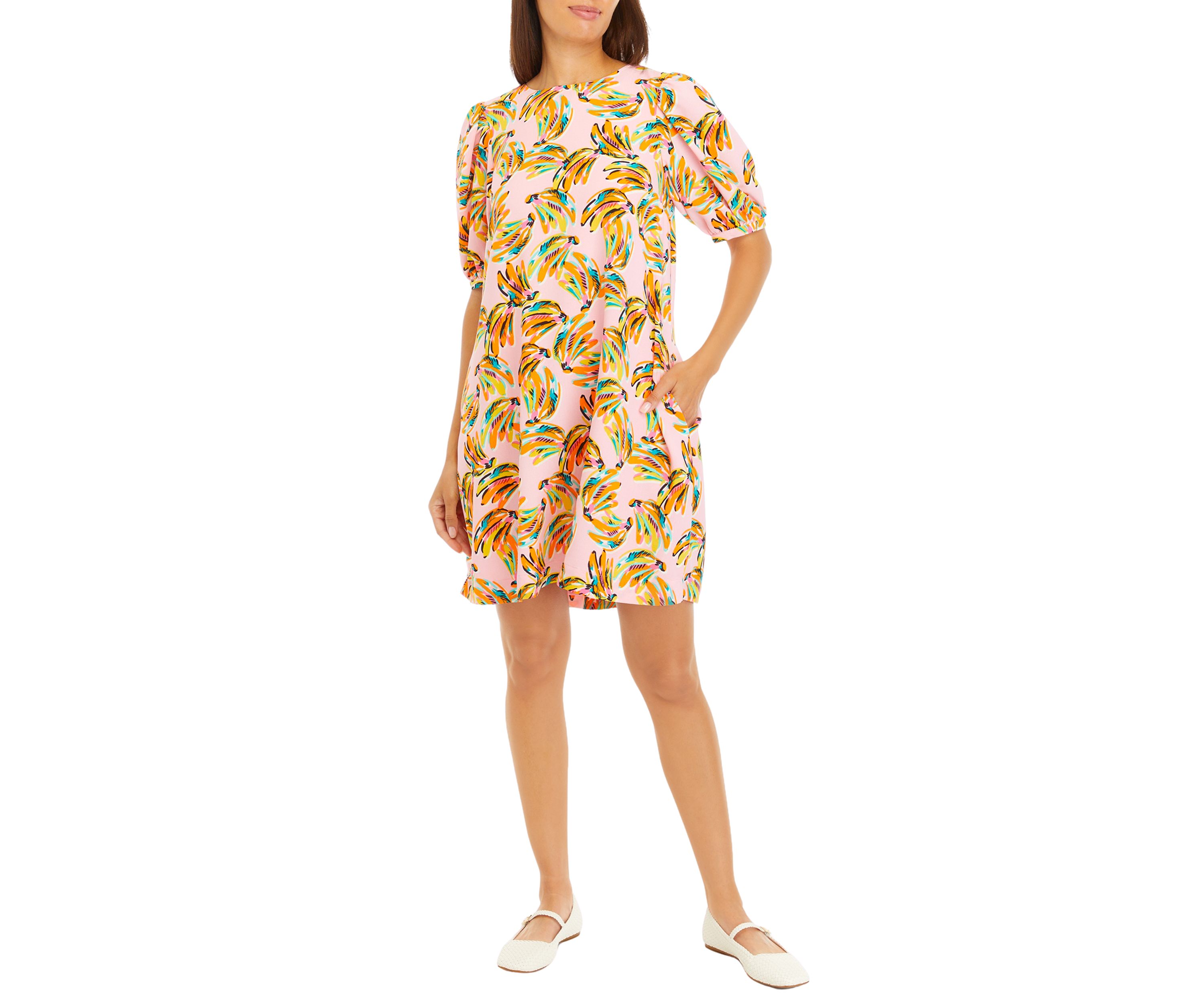 Womens Drapey Knot Back Printed Dress