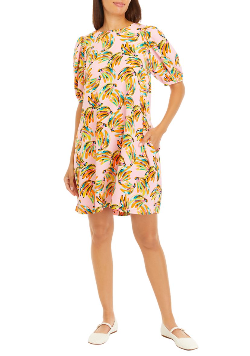 Womens Drapey Knot Back Printed Dress