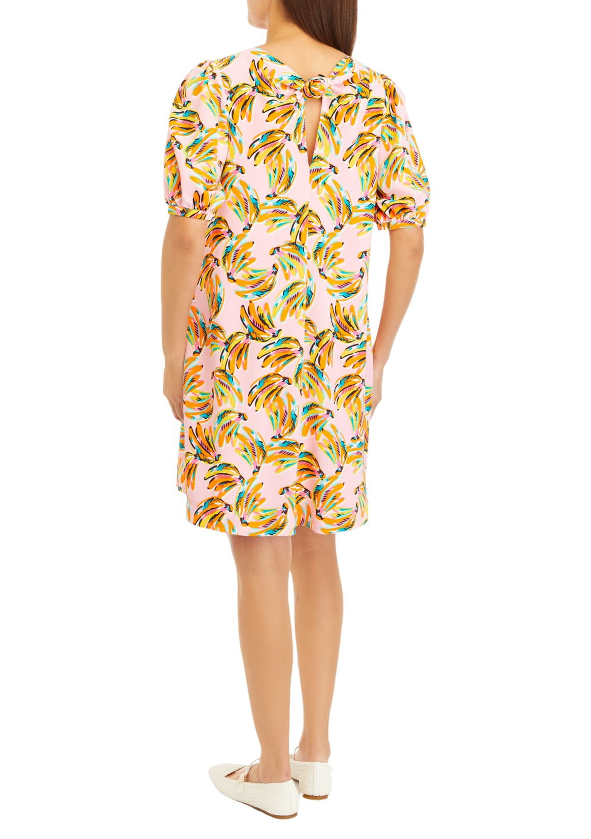 Womens Drapey Knot Back Printed Dress