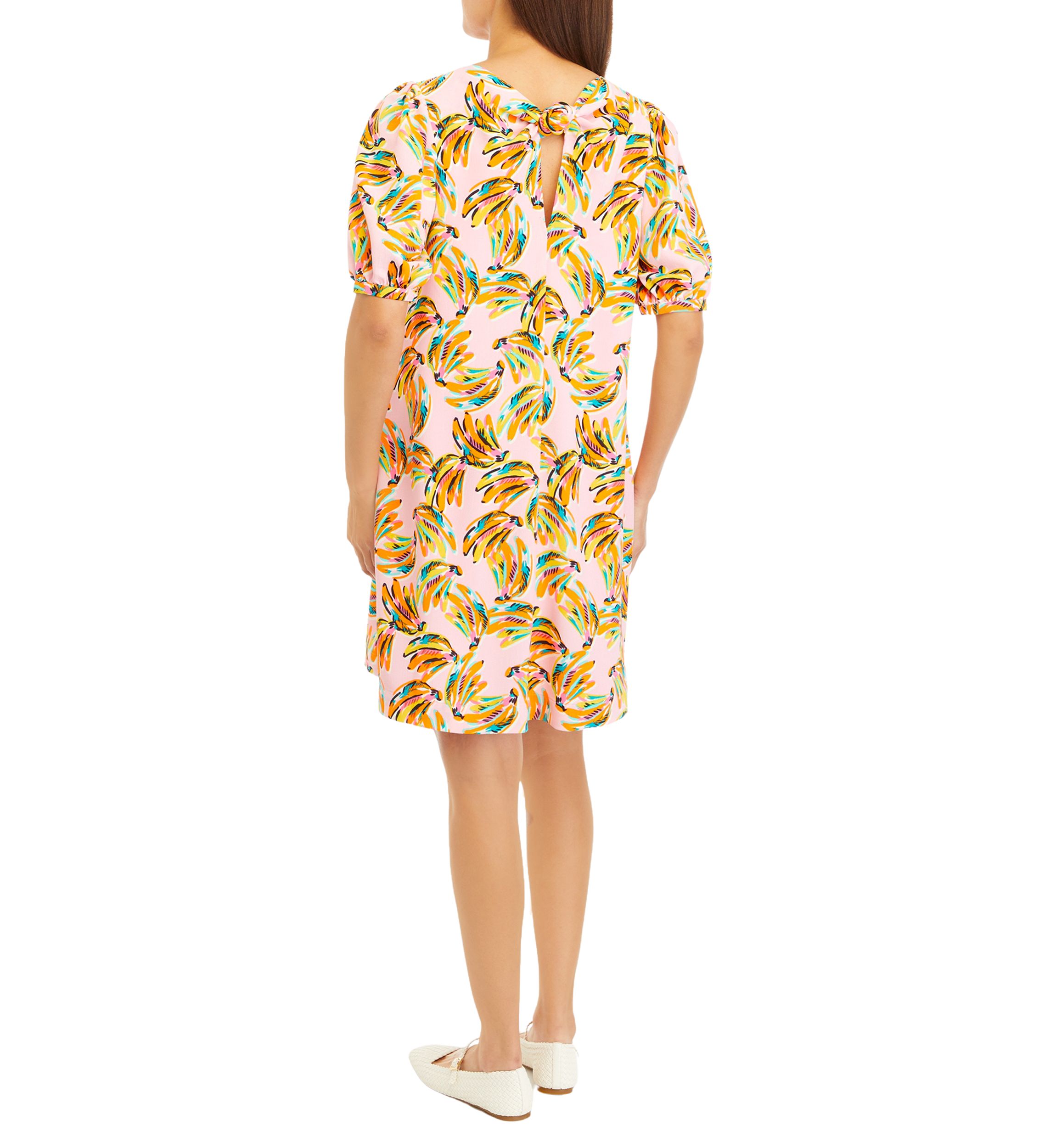 Womens Drapey Knot Back Printed Dress