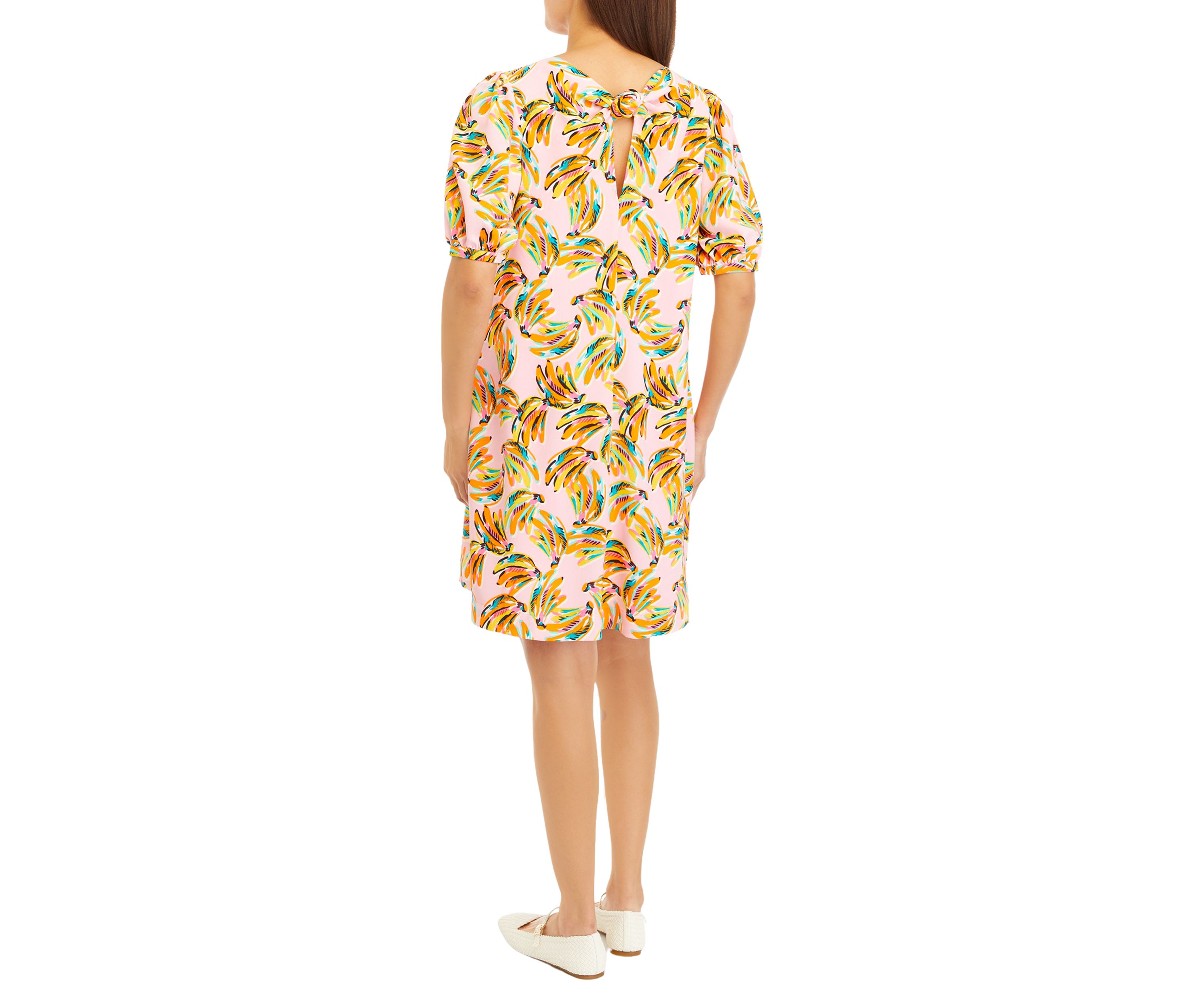 Womens Drapey Knot Back Printed Dress