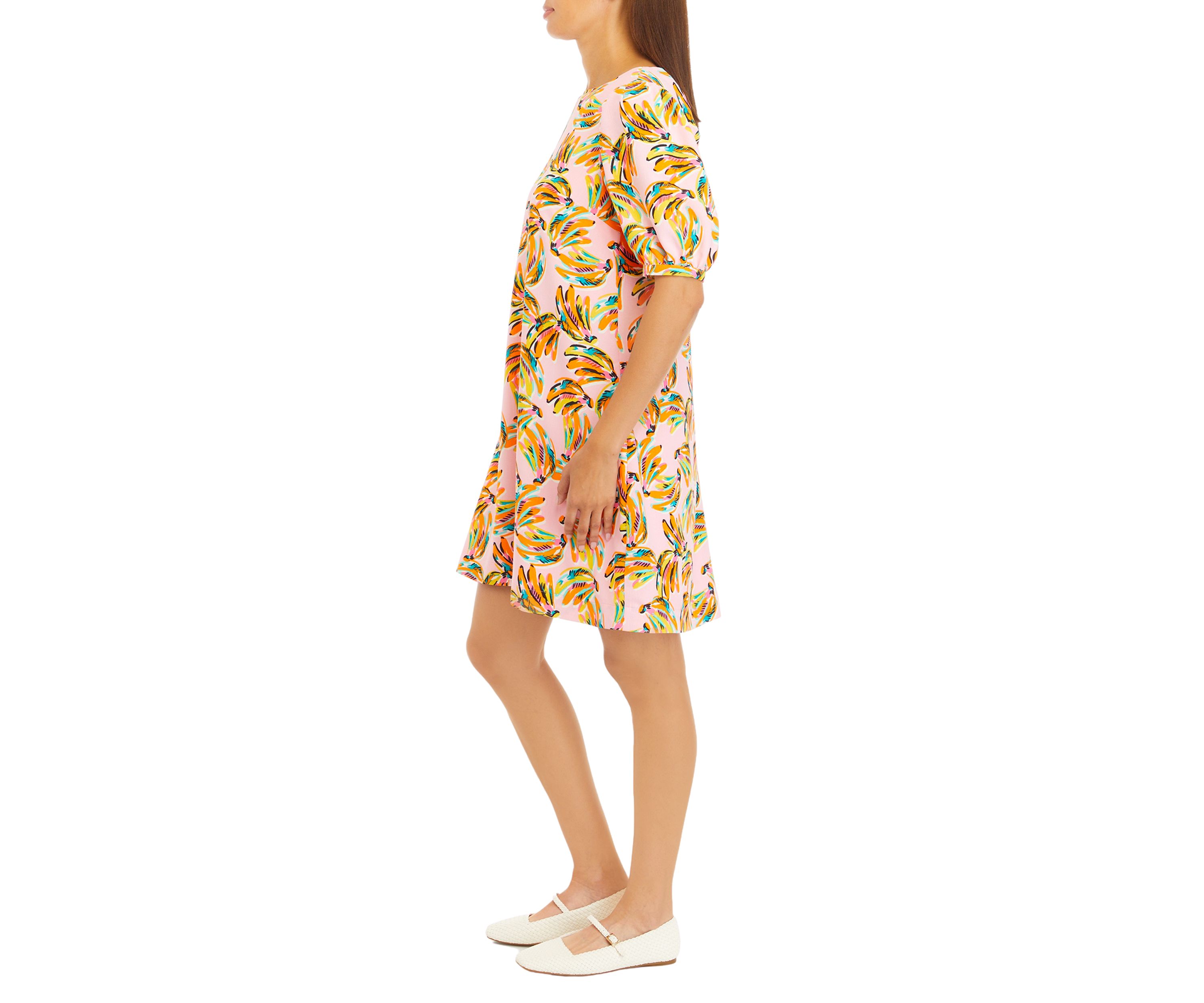 Womens Drapey Knot Back Printed Dress