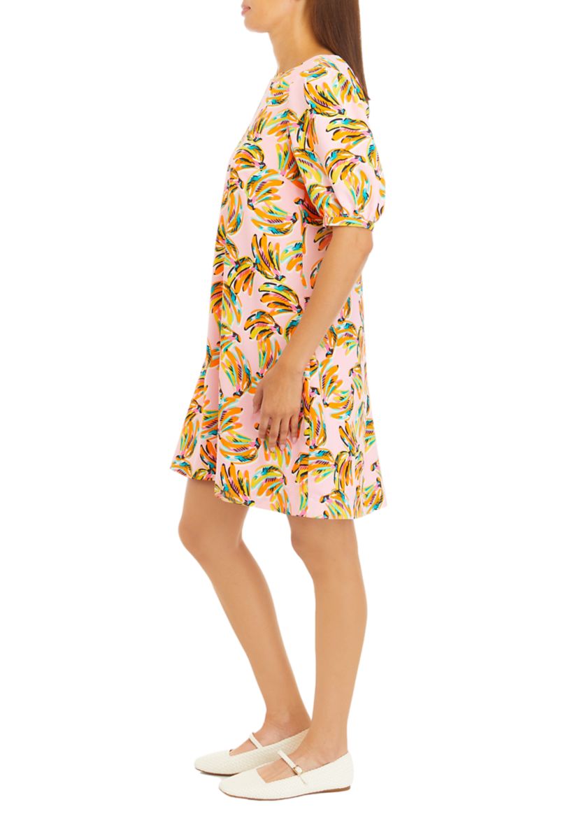 Womens Drapey Knot Back Printed Dress