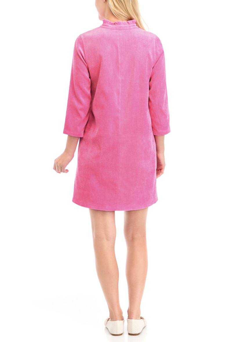Womens 3/4 Sleeve Corded Collar Dress
