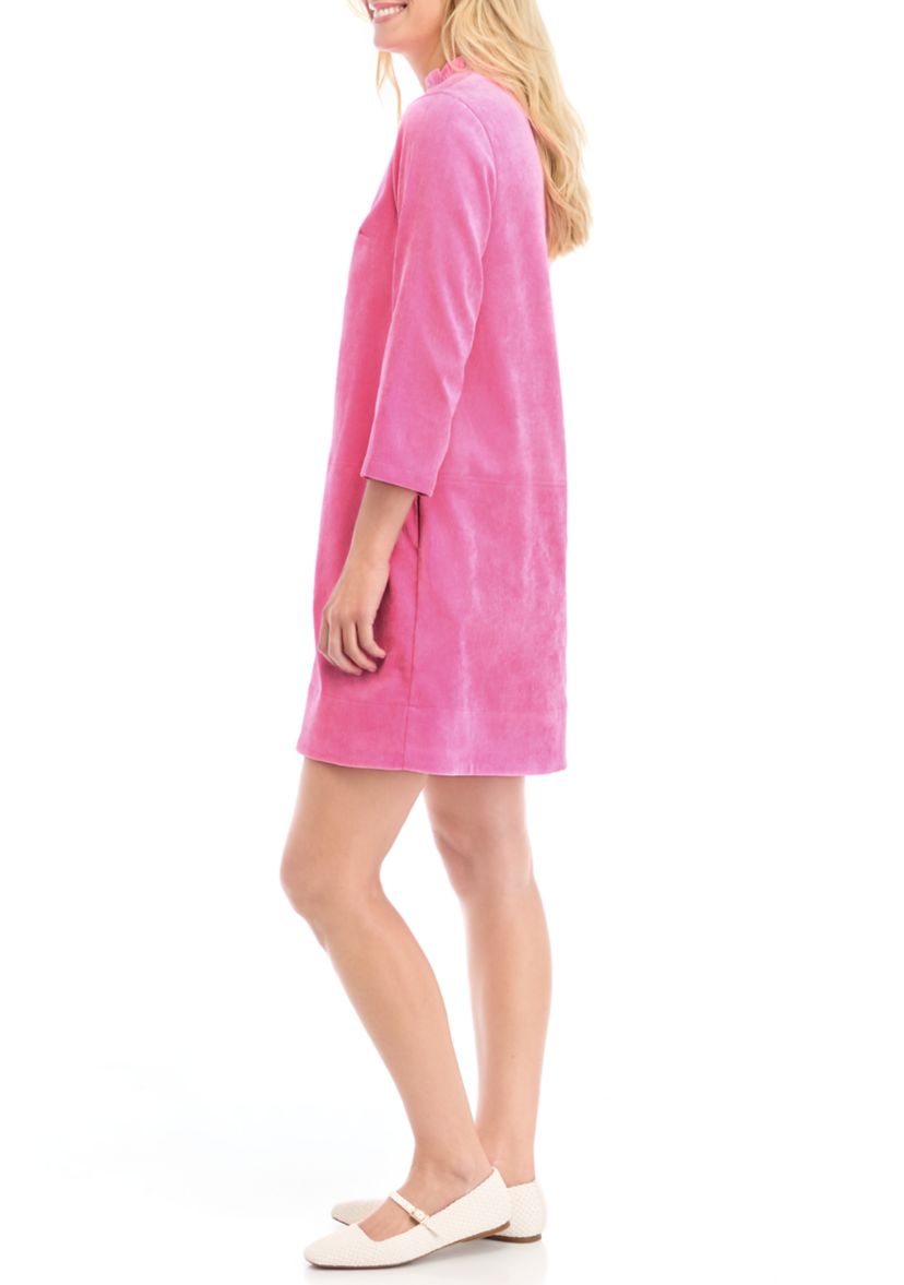 Womens 3/4 Sleeve Corded Collar Dress