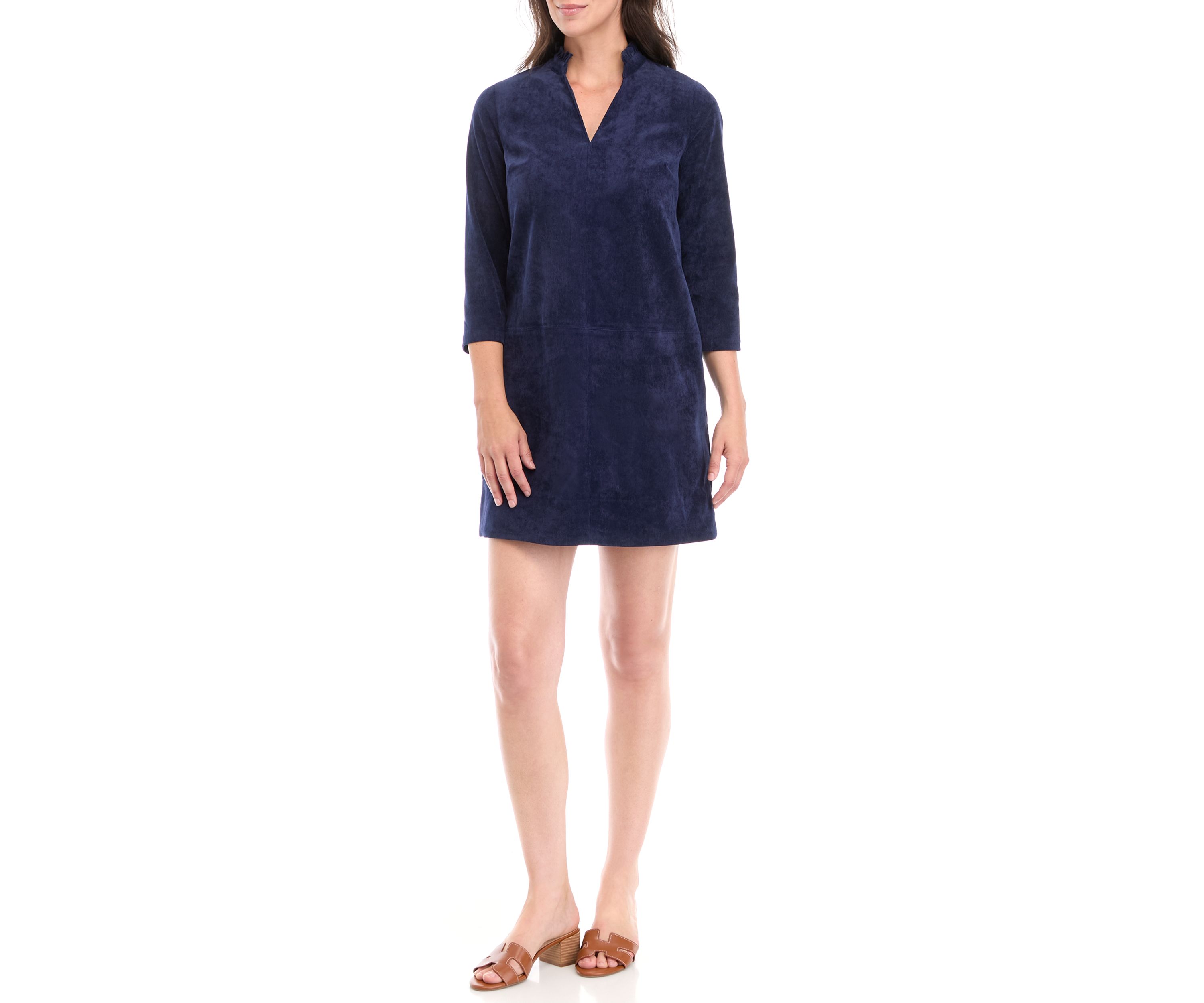 Petite 3/4 Sleeve Corded Collar Dress 