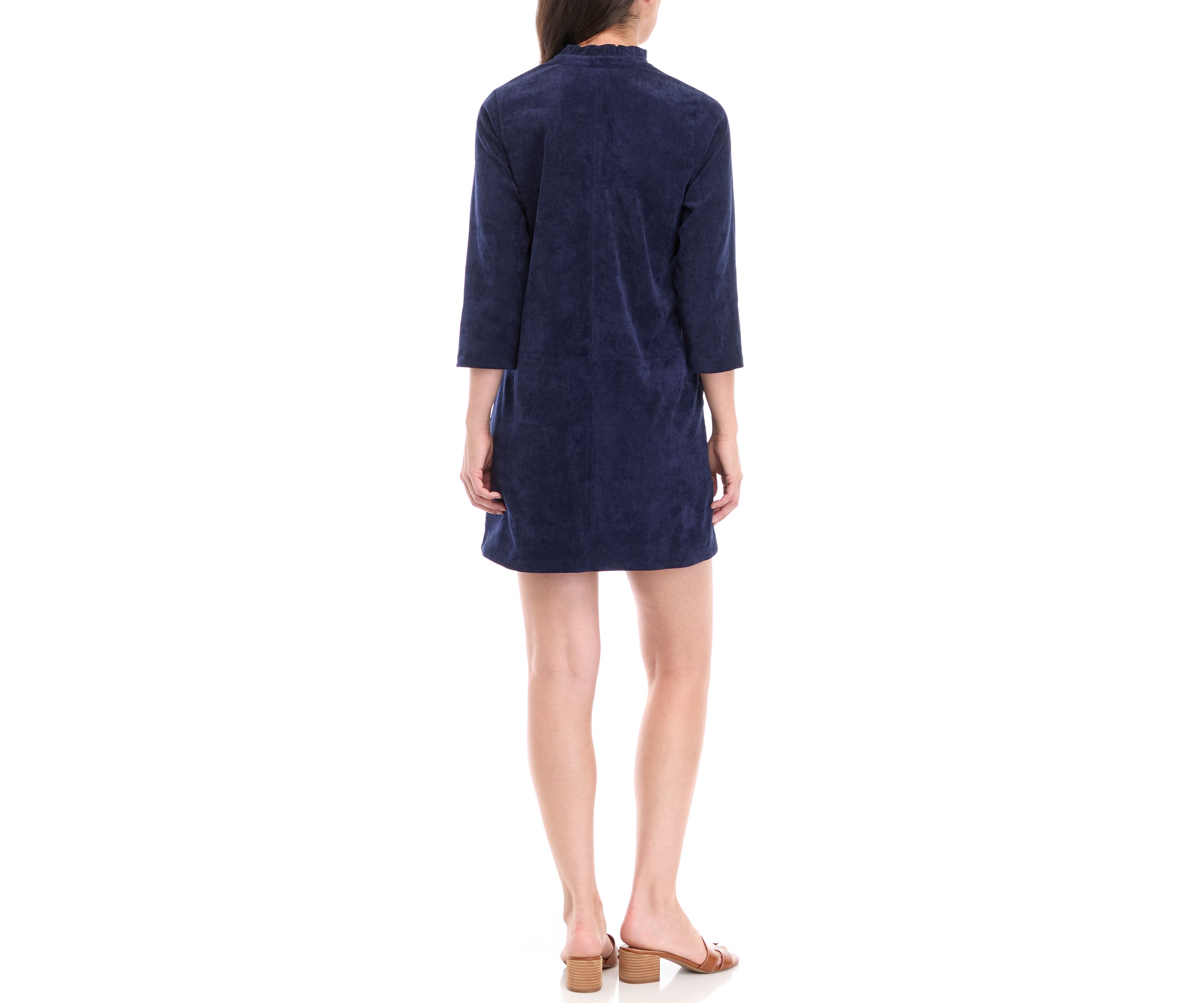 Petite 3/4 Sleeve Corded Collar Dress 