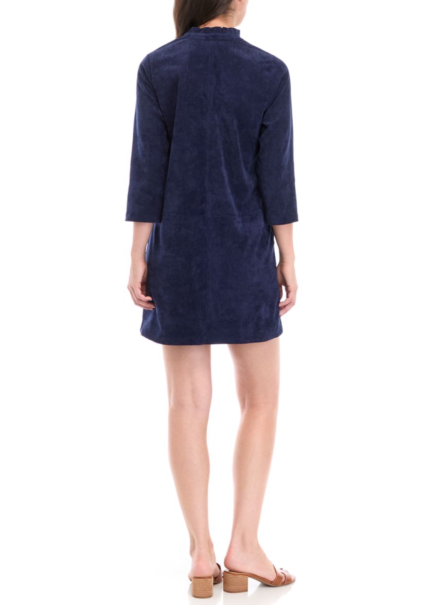 Petite 3/4 Sleeve Corded Collar Dress 