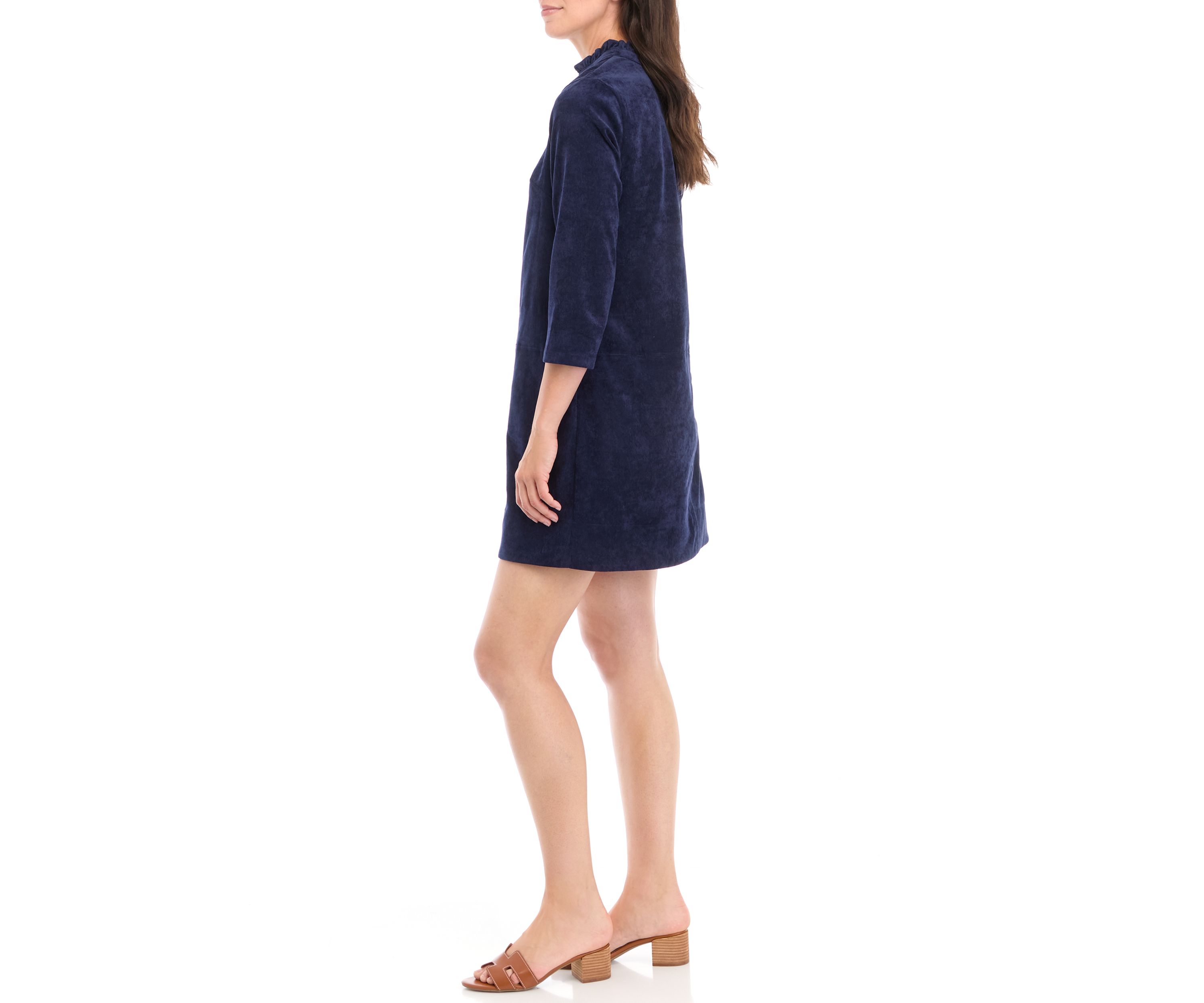 Petite 3/4 Sleeve Corded Collar Dress 