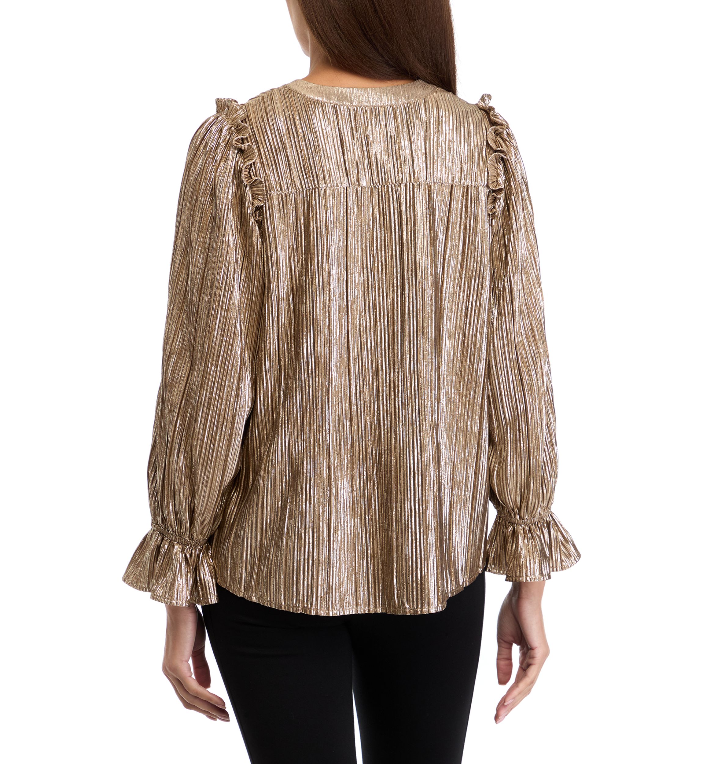 Womens Long Sleeve Split Neck Blouse