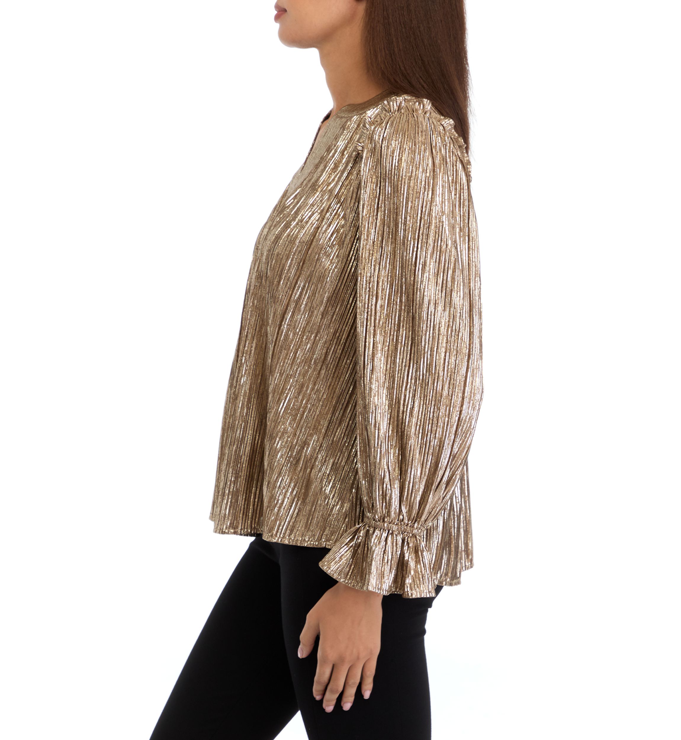 Womens Long Sleeve Split Neck Blouse