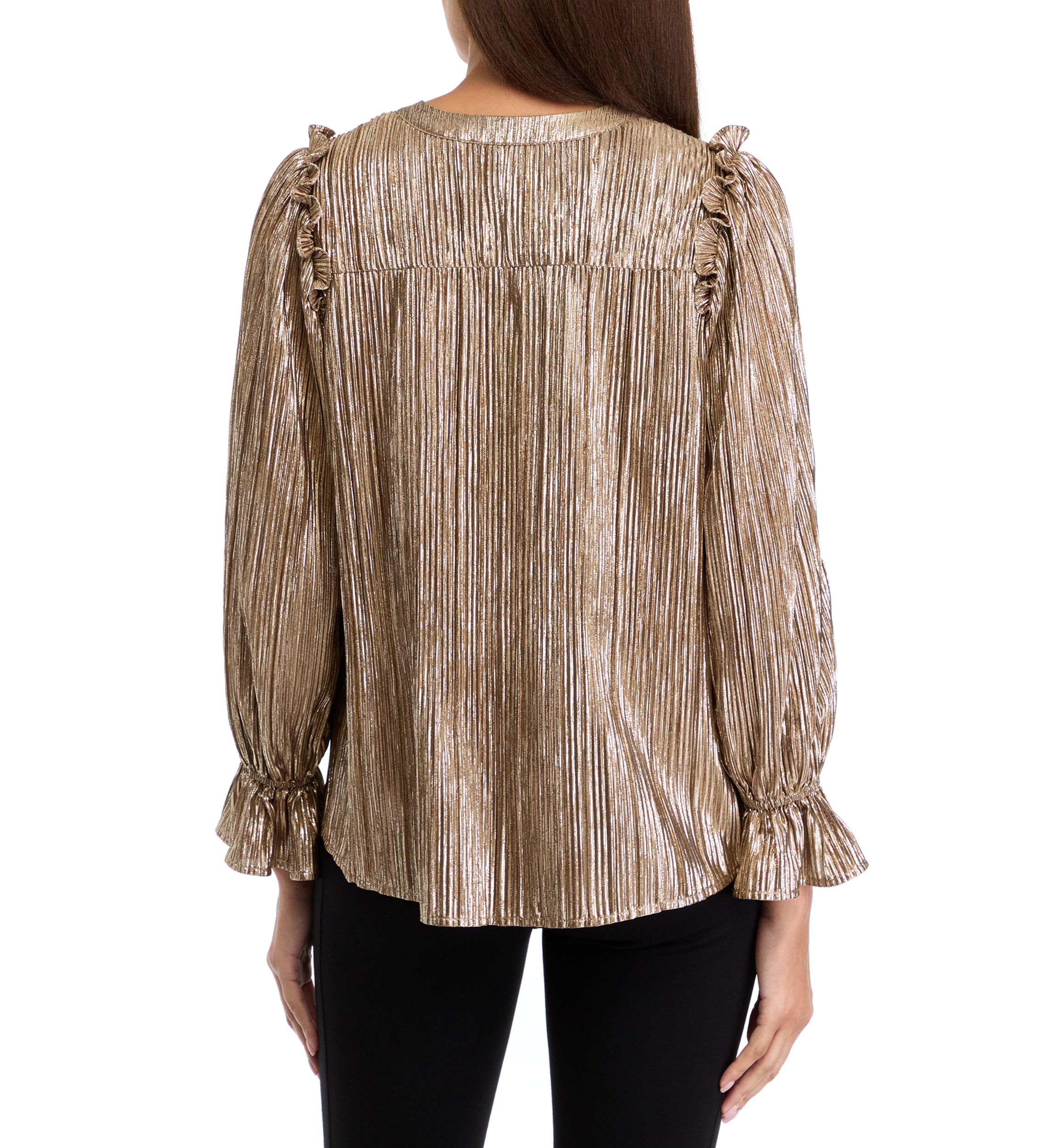 Petite Flutter Sleeve Notched Neck Top