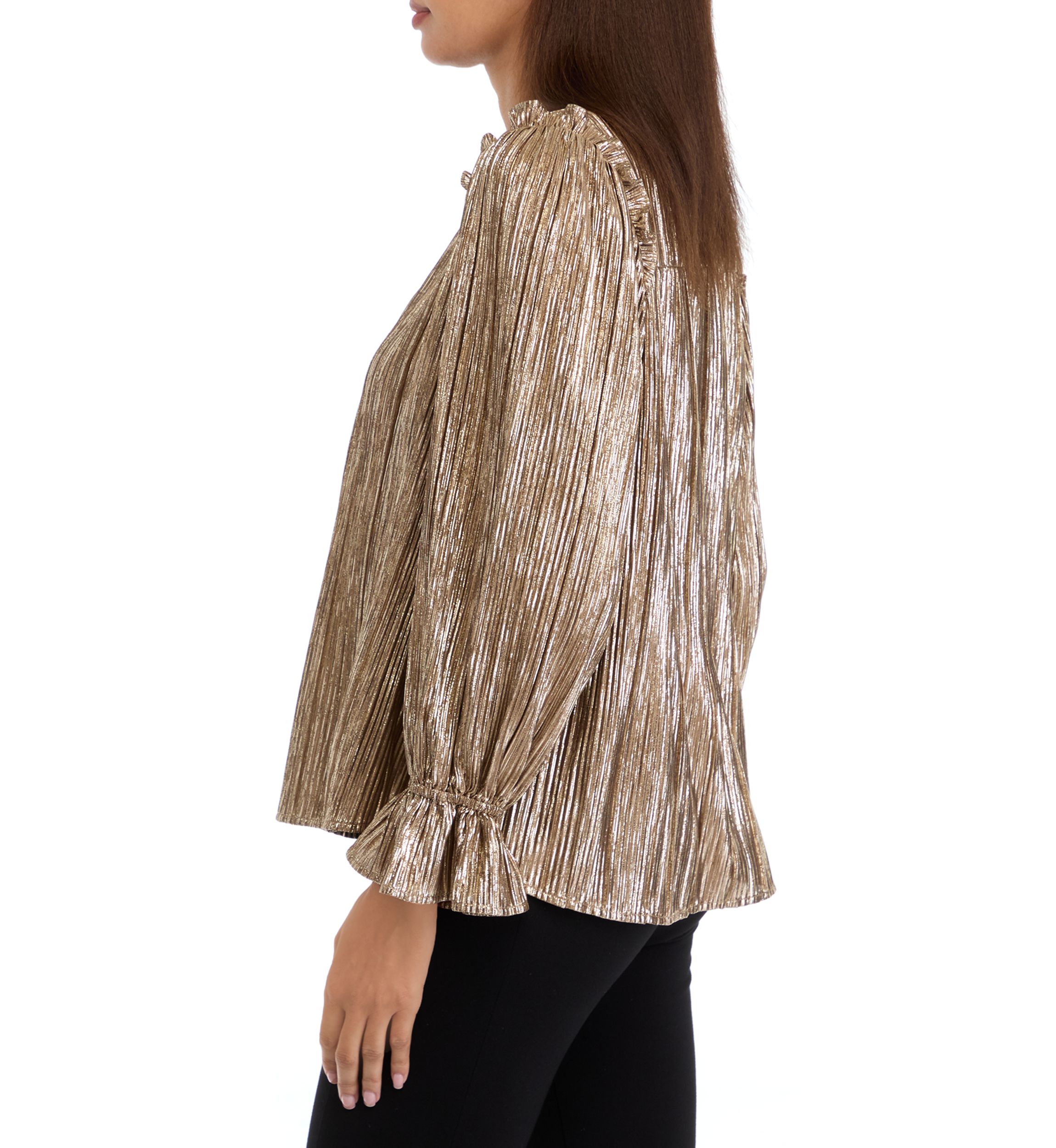 Petite Flutter Sleeve Notched Neck Top